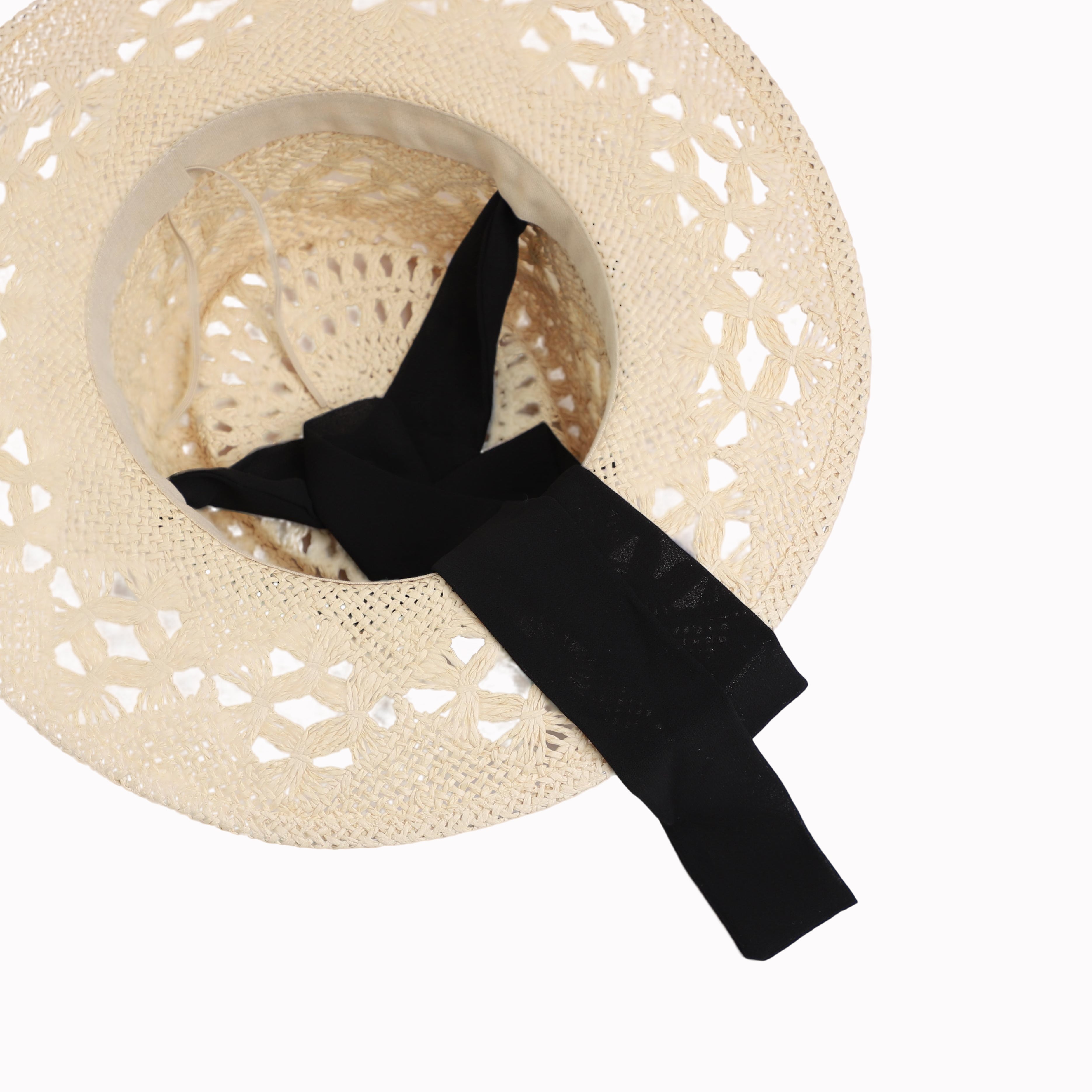 US Stock Women's Paper Straw Sun Hat with Wide Brim and UPF 50+ Sun Protection