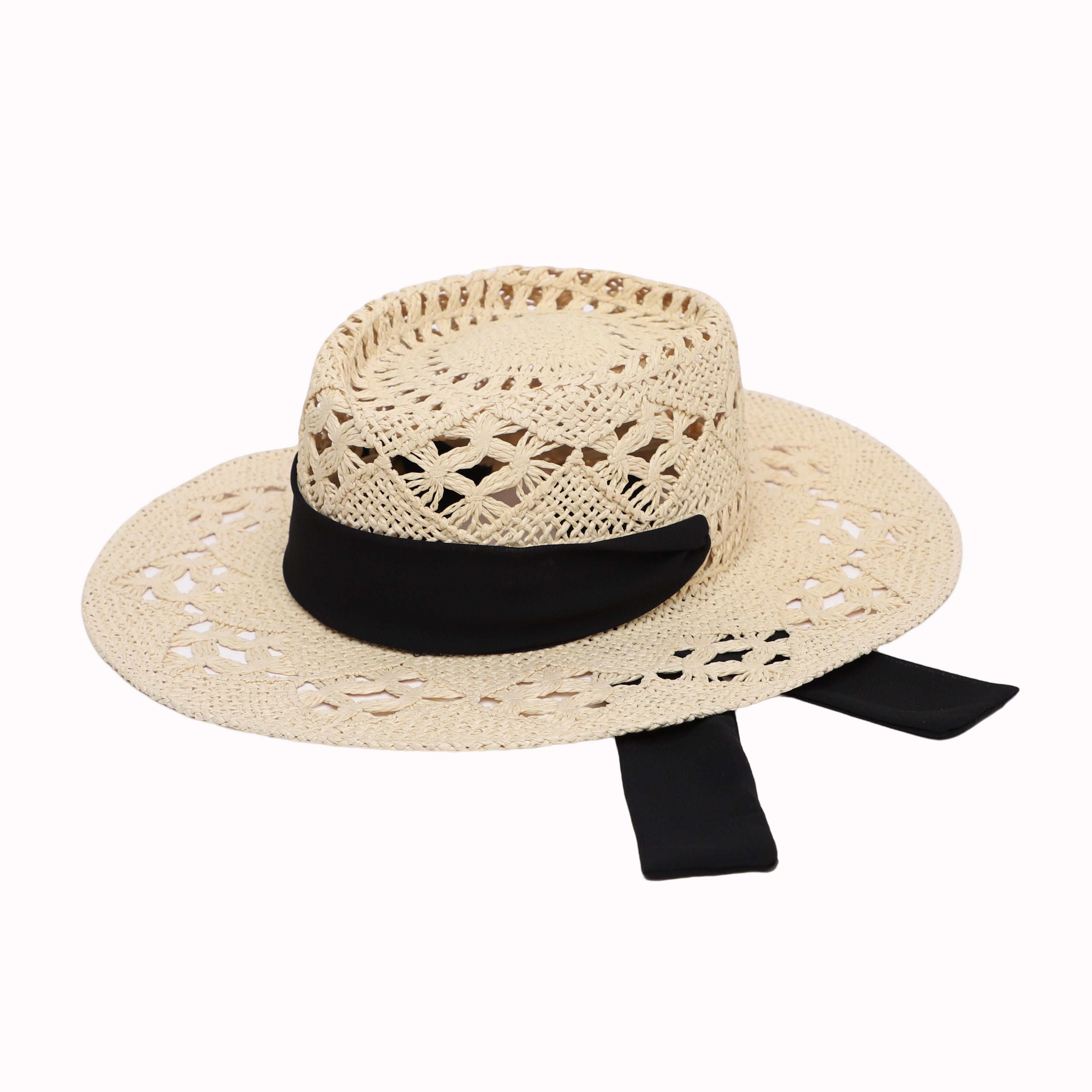 US Stock Women's Paper Straw Sun Hat with Wide Brim and UPF 50+ Sun Protection
