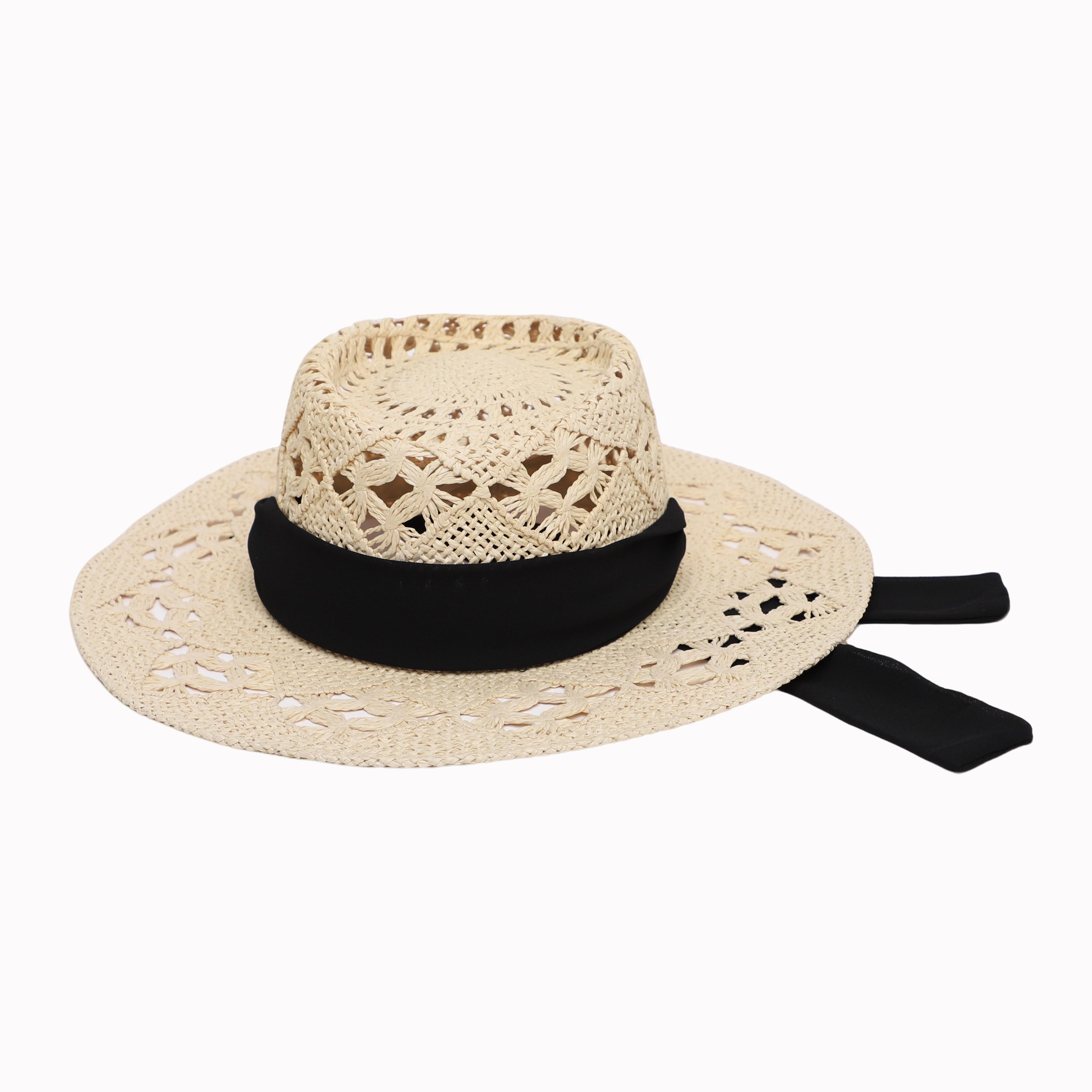 US Stock Women's Paper Straw Sun Hat with Wide Brim and UPF 50+ Sun Protection