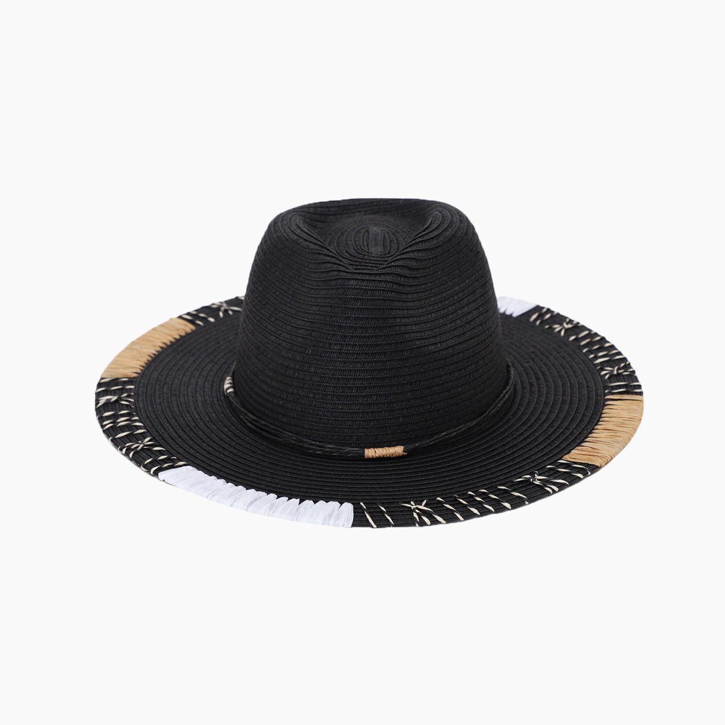 US Stock Wholesale Unisex Paper Straw Fedora Hat with  Flat Brim and UPF 50+ Sun Protection