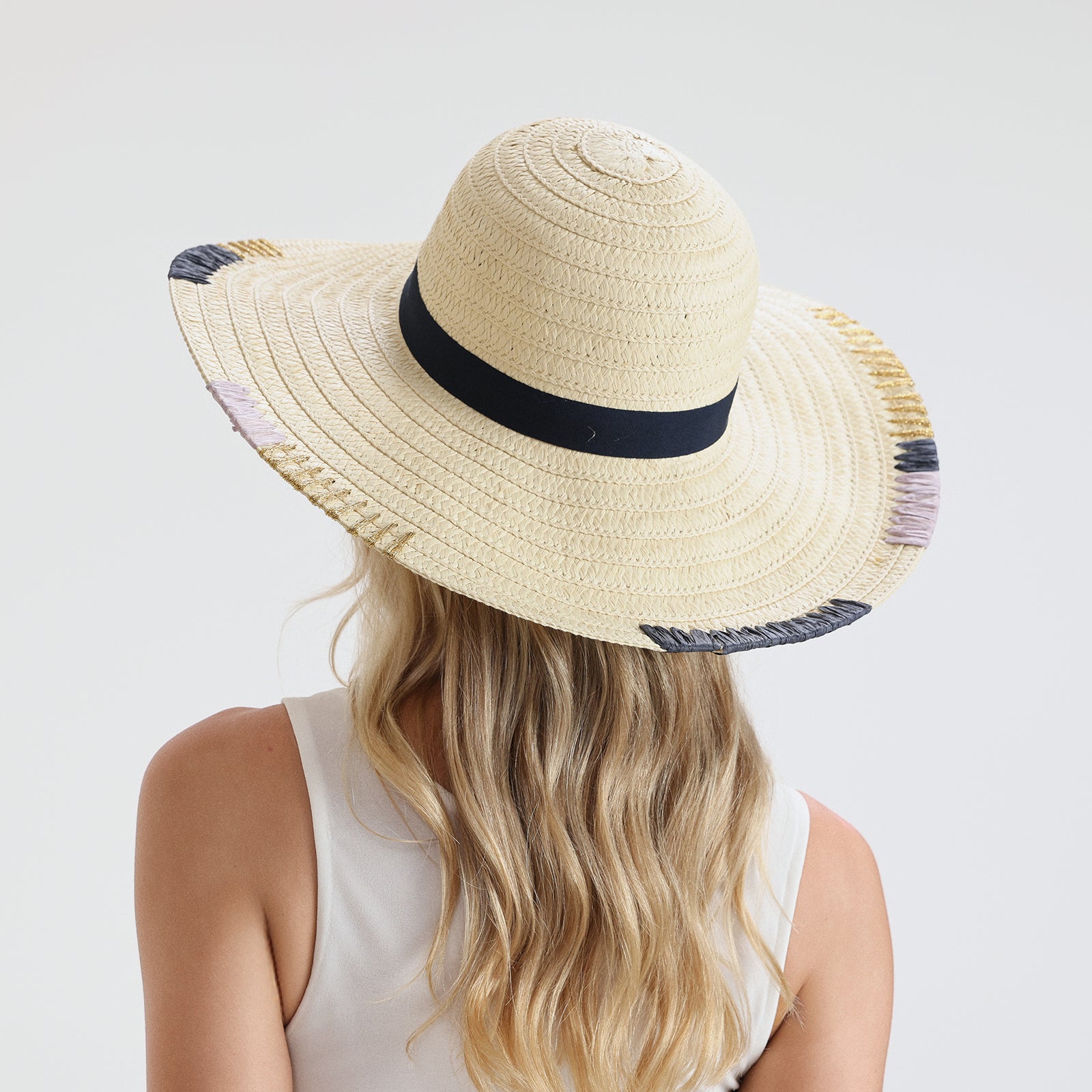 US Stock Wholesale Women's Paper Straw Sun Hat with Wide Brim and UPF 50+ Sun Protection