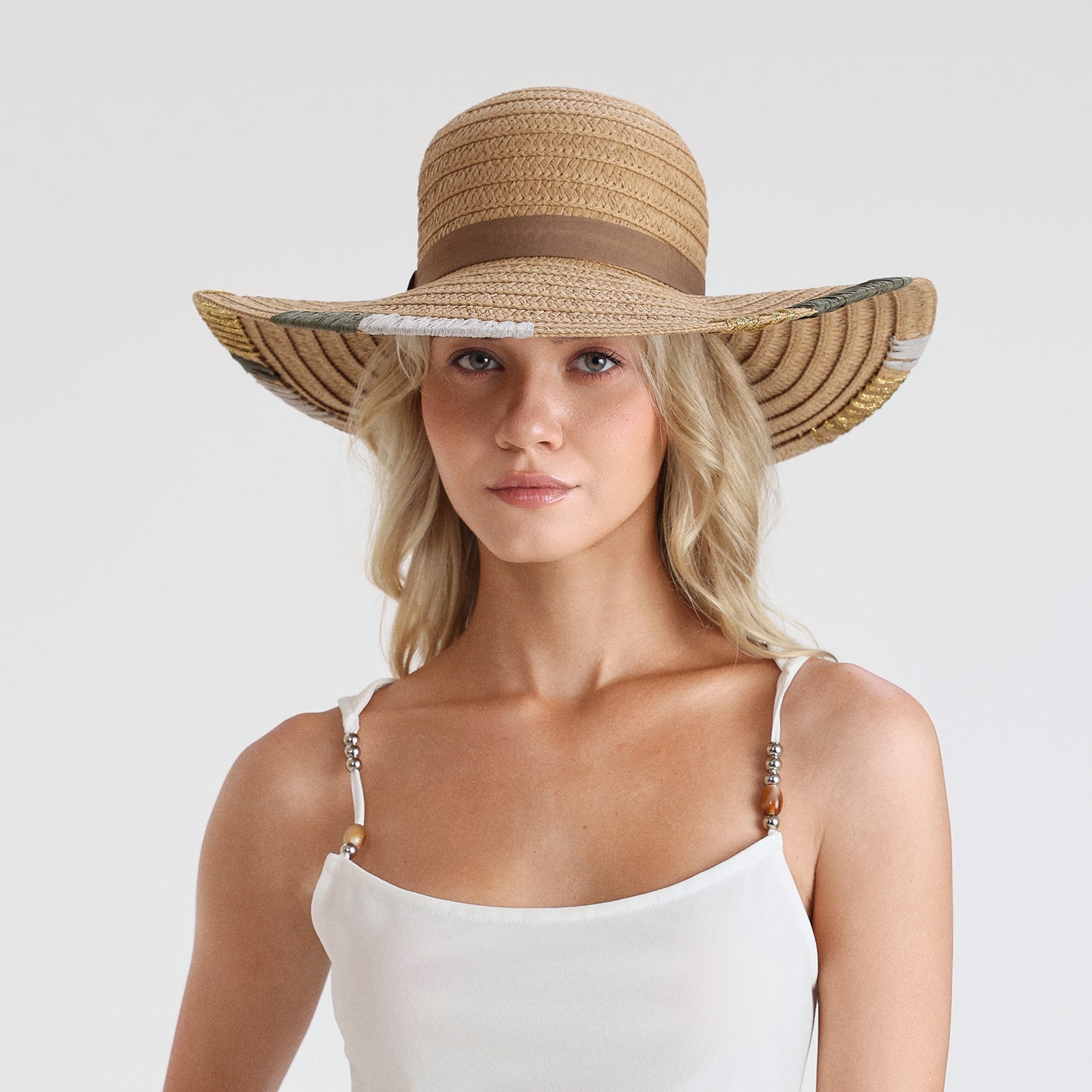 US Stock Wholesale Women's Paper Straw Sun Hat with Wide Brim and UPF 50+ Sun Protection