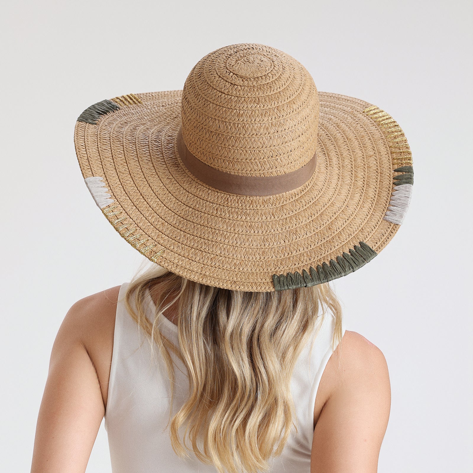 US Stock Wholesale Women's Paper Straw Sun Hat with Wide Brim and UPF 50+ Sun Protection