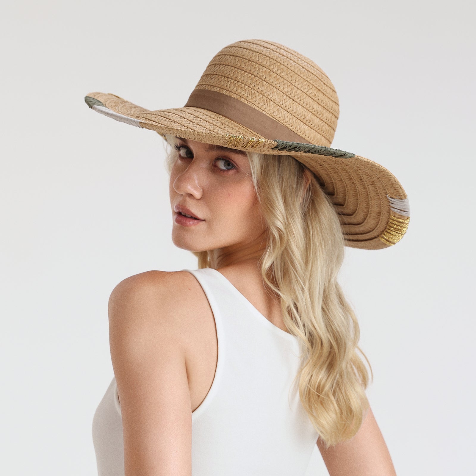 US Stock Wholesale Women's Paper Straw Sun Hat with Wide Brim and UPF 50+ Sun Protection