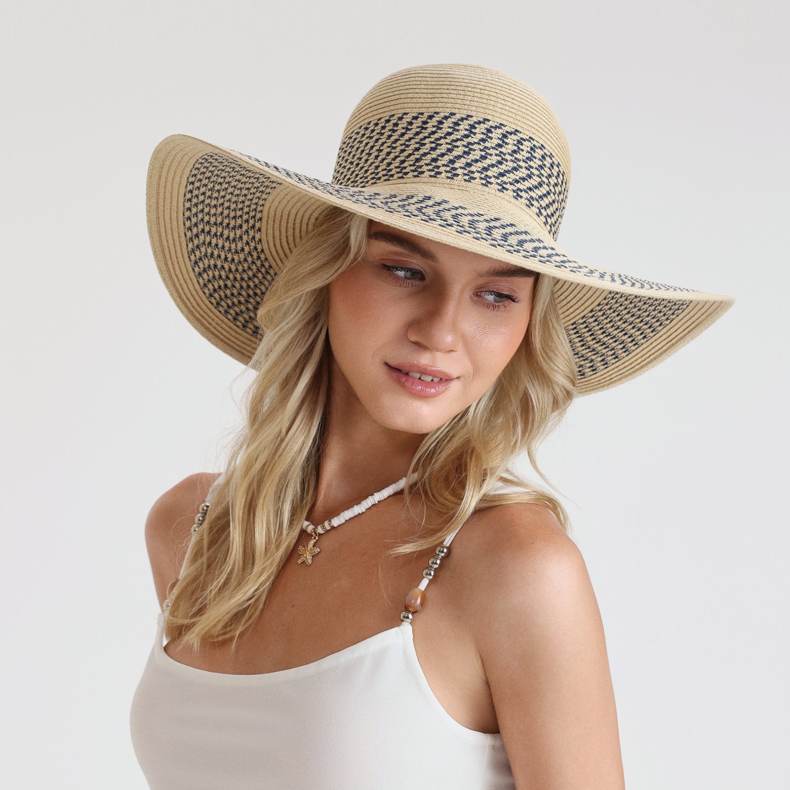 US Stock Wholesale Women's Paper Straw Sun Hat with  Flat Brim and UPF 50+ Sun Protection