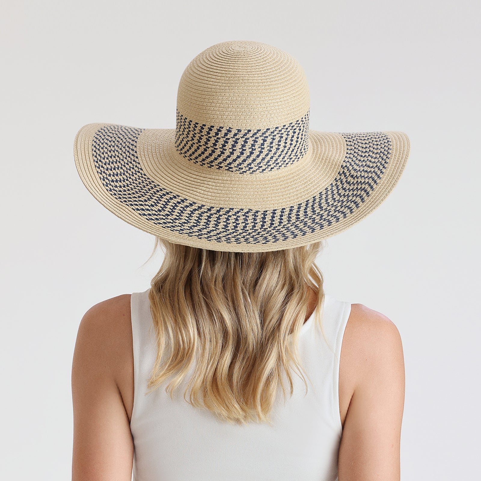US Stock Wholesale Women's Paper Straw Sun Hat with  Flat Brim and UPF 50+ Sun Protection