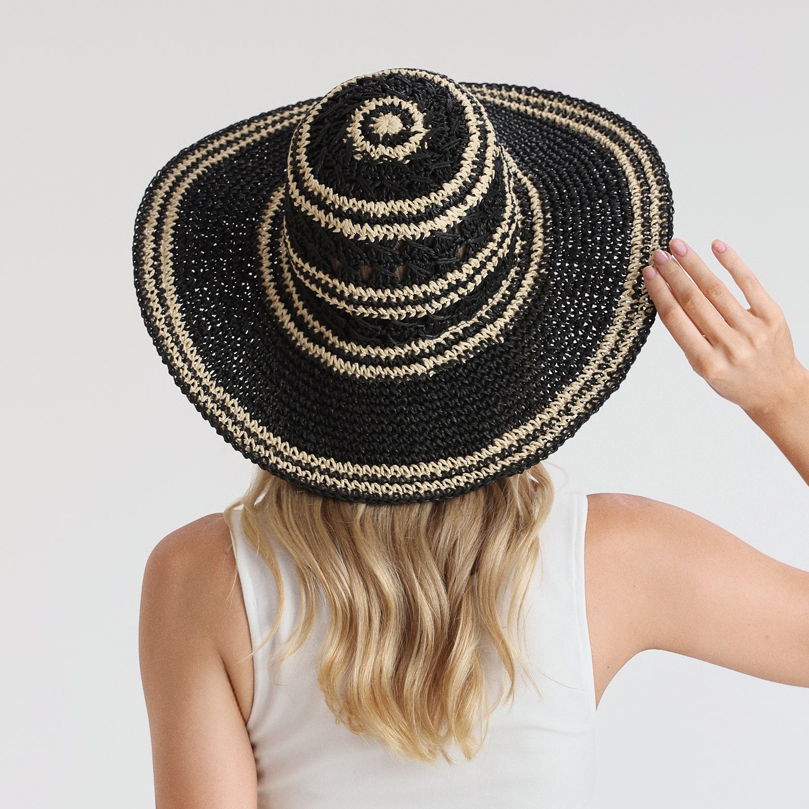 US Stock Wholesale Women's Paper Straw Sun Hat with Wide Brim and UPF 50+ Sun Protection
