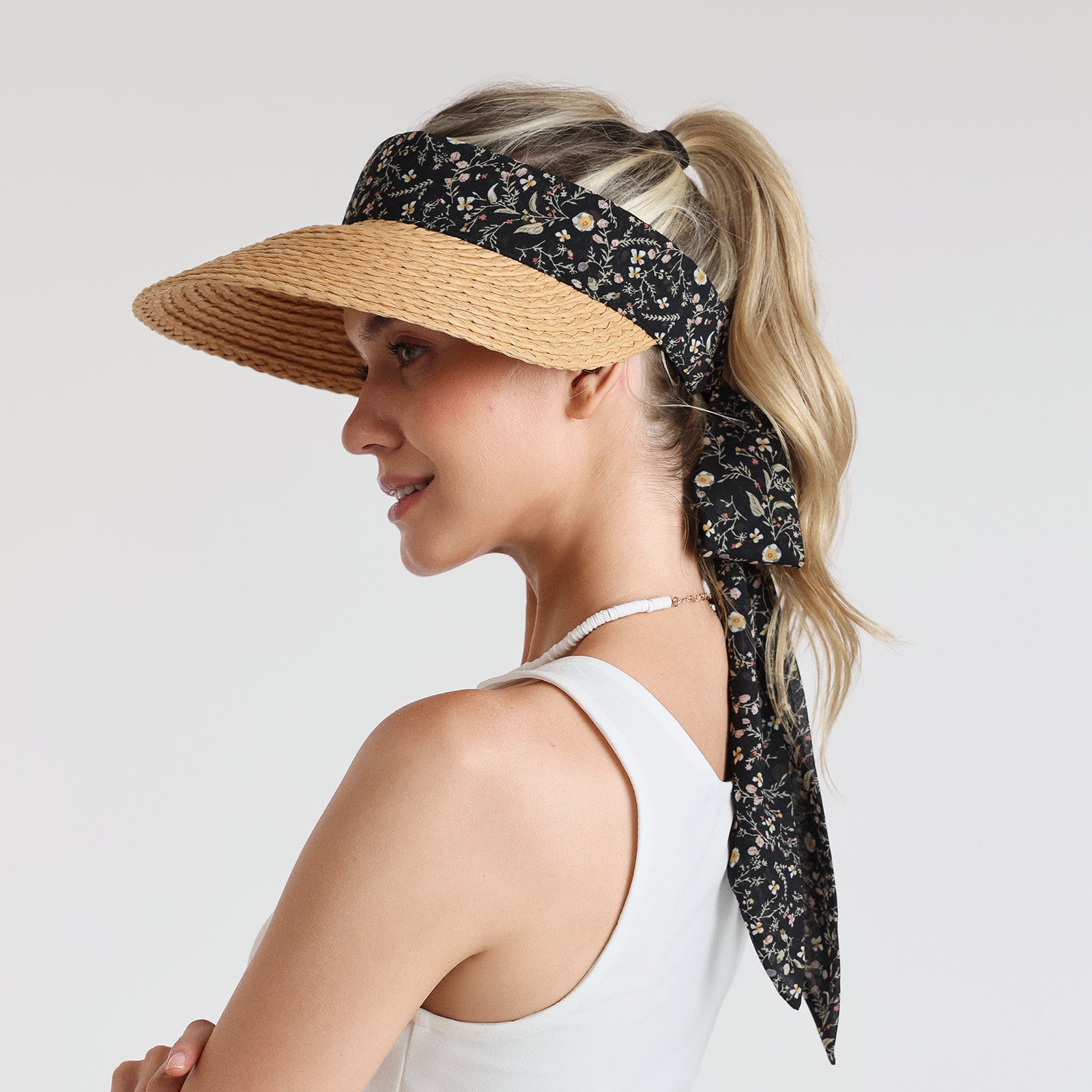 Wholesale Women's Paper Straw Sun Hat with Wide Brim and UPF 50+ Sun Protection