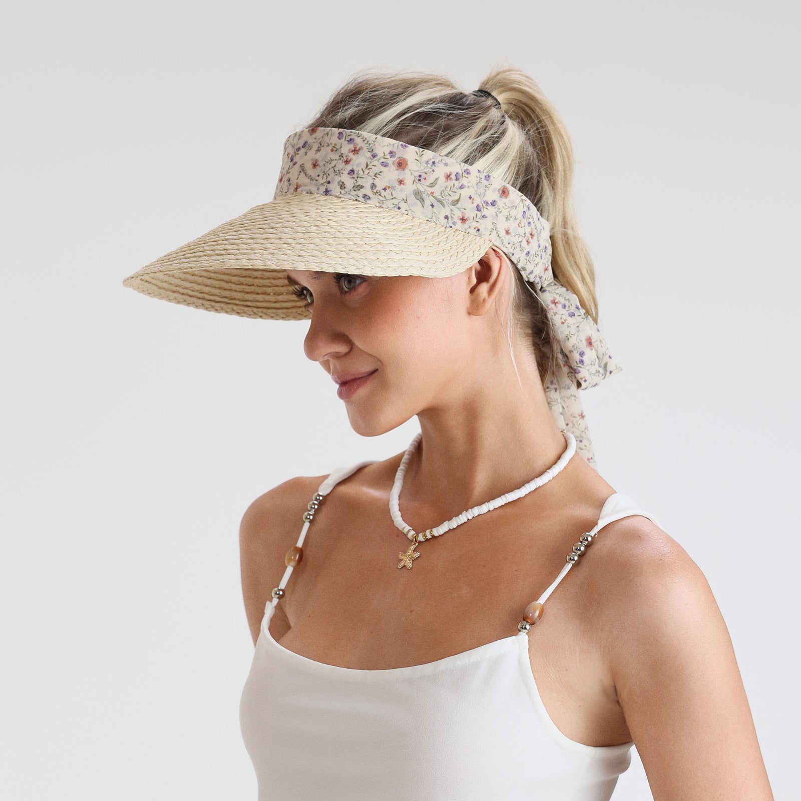 Wholesale Women's Paper Straw Sun Hat with Wide Brim and UPF 50+ Sun Protection