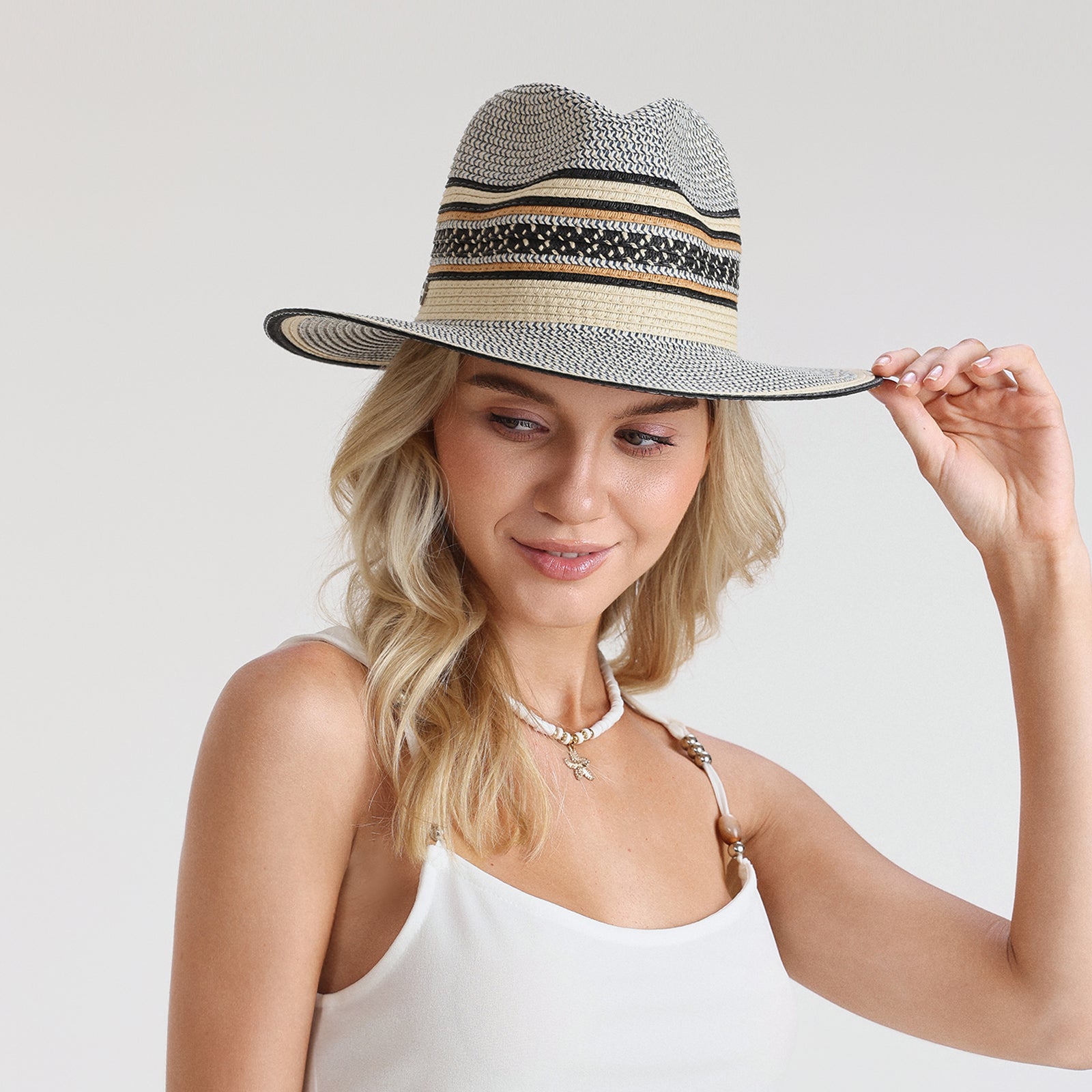 paper straw straw fedora hat