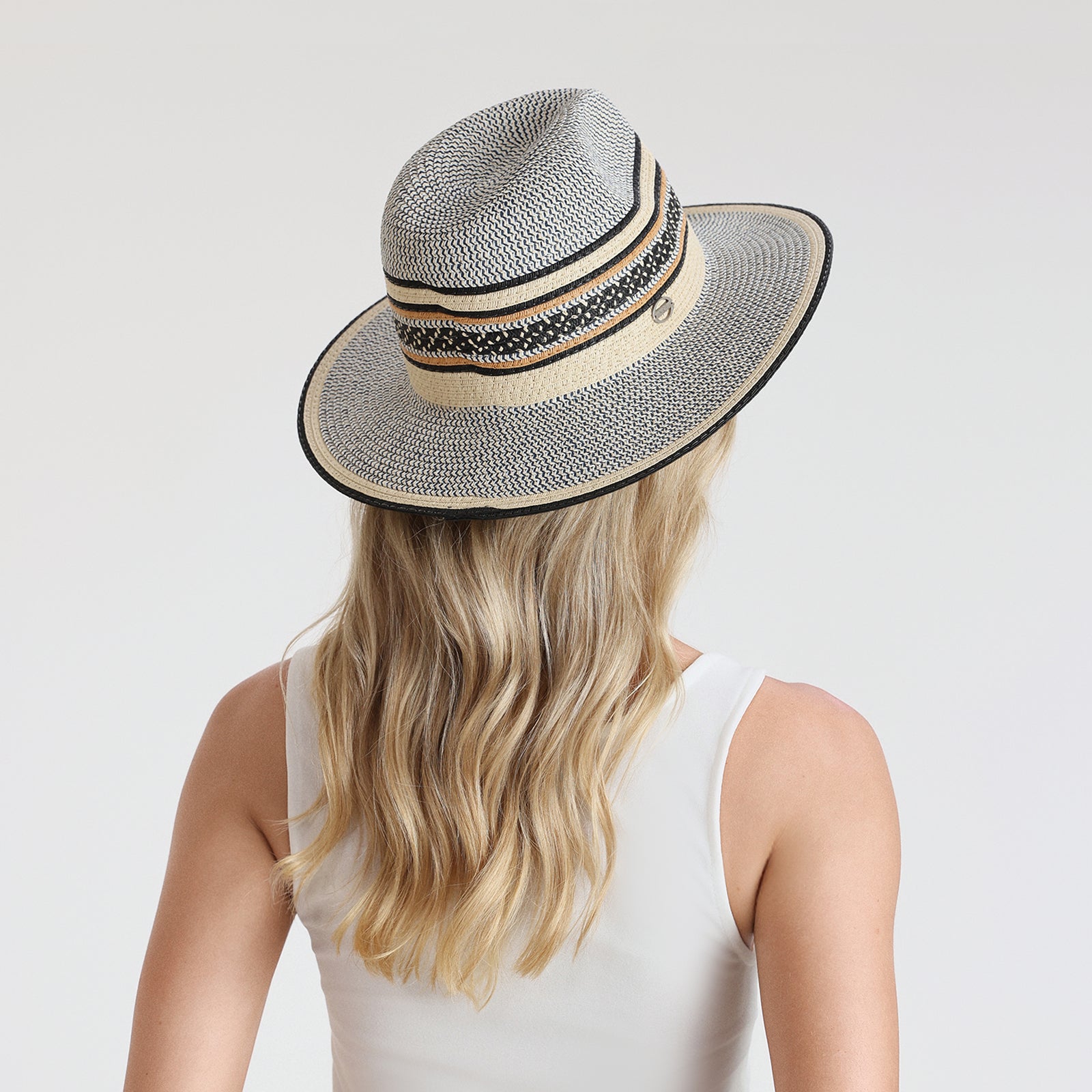 Wholesale Unisex Paper Straw Fedora Hat with  Flat Brim and UPF 50+ Sun Protection
