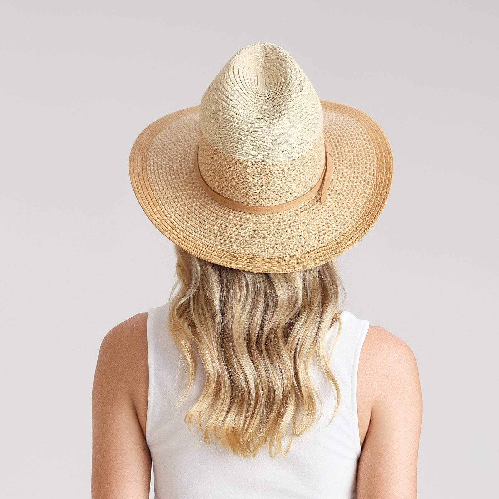 Wholesale Unisex Paper Straw Fedora Hat with  Flat Brim and UPF 50+ Sun Protection