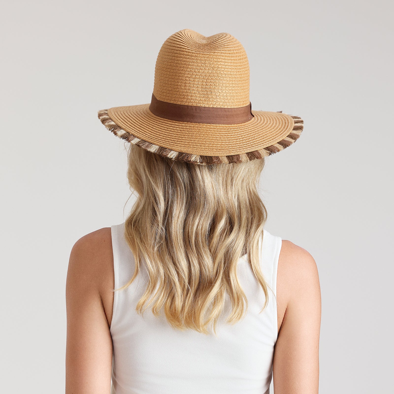 Wholesale Unisex Paper Straw Fedora Hat with  Flat Brim and UPF 50+ Sun Protection