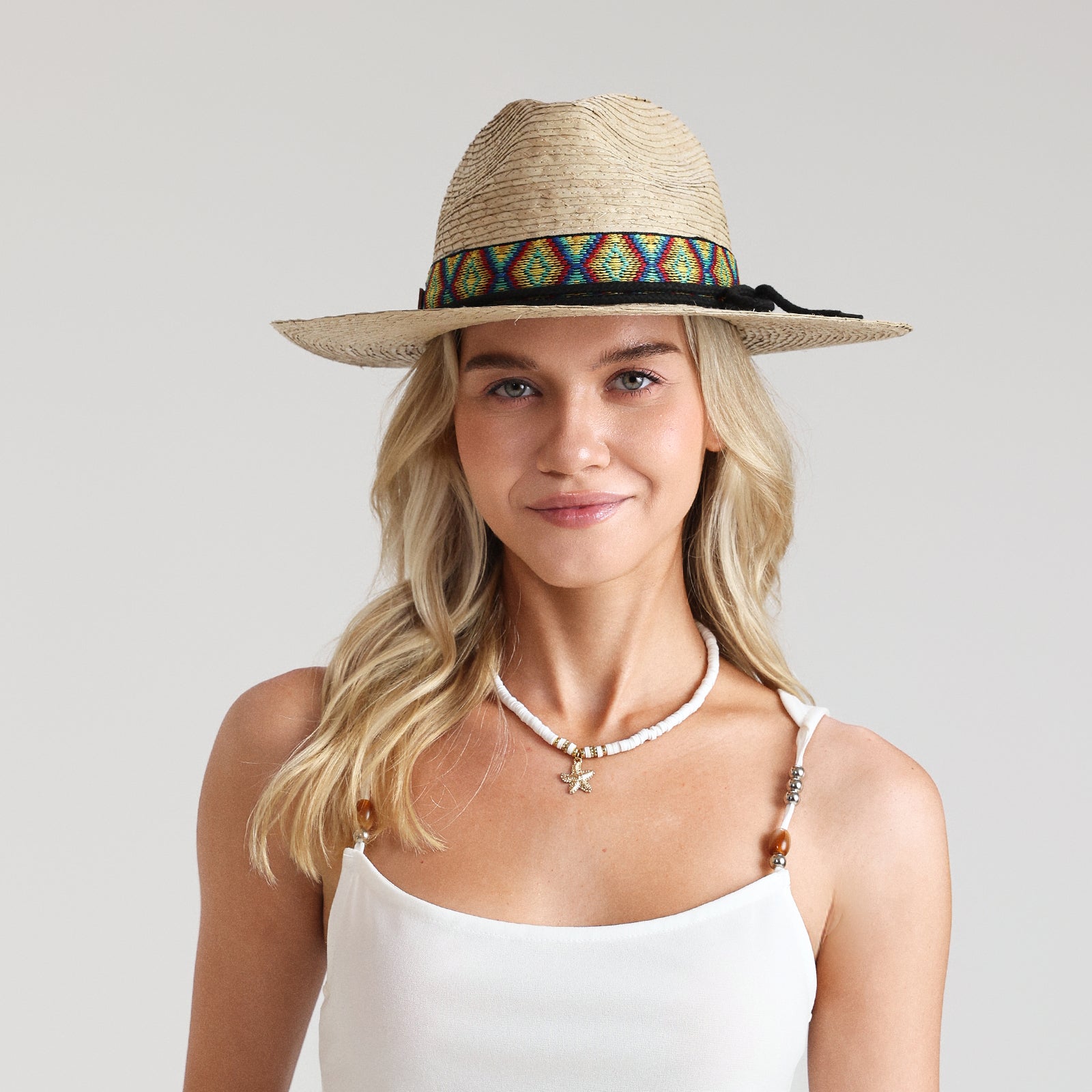 palm leaf straw fedora hat