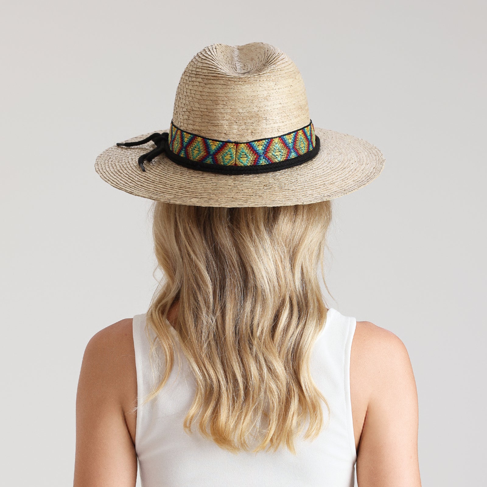 US Stock Wholesale Unisex Palm Leaf Fedora Hat with  Flat Brim and UPF 50+ Sun Protection