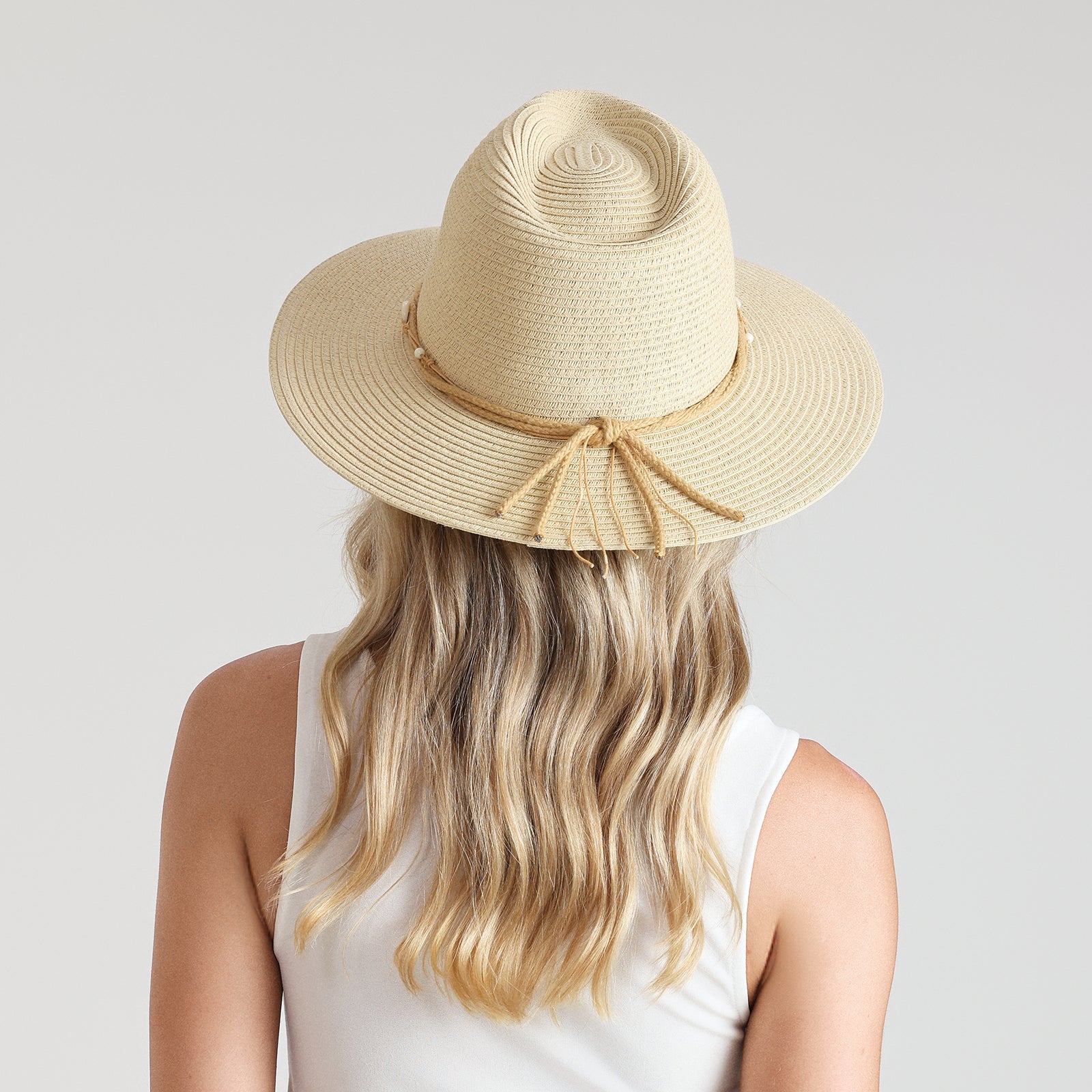 Wholesale Unisex Paper Straw Fedora Hat with  Flat Brim and UPF 50+ Sun Protection