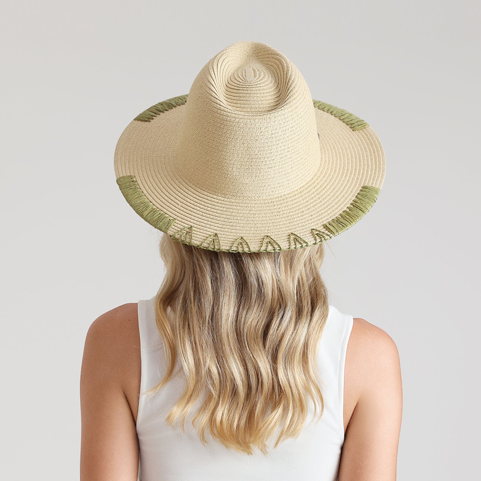 US Stock Wholesale Unisex Paper Straw Fedora Hat with  Flat Brim and UPF 50+ Sun Protection