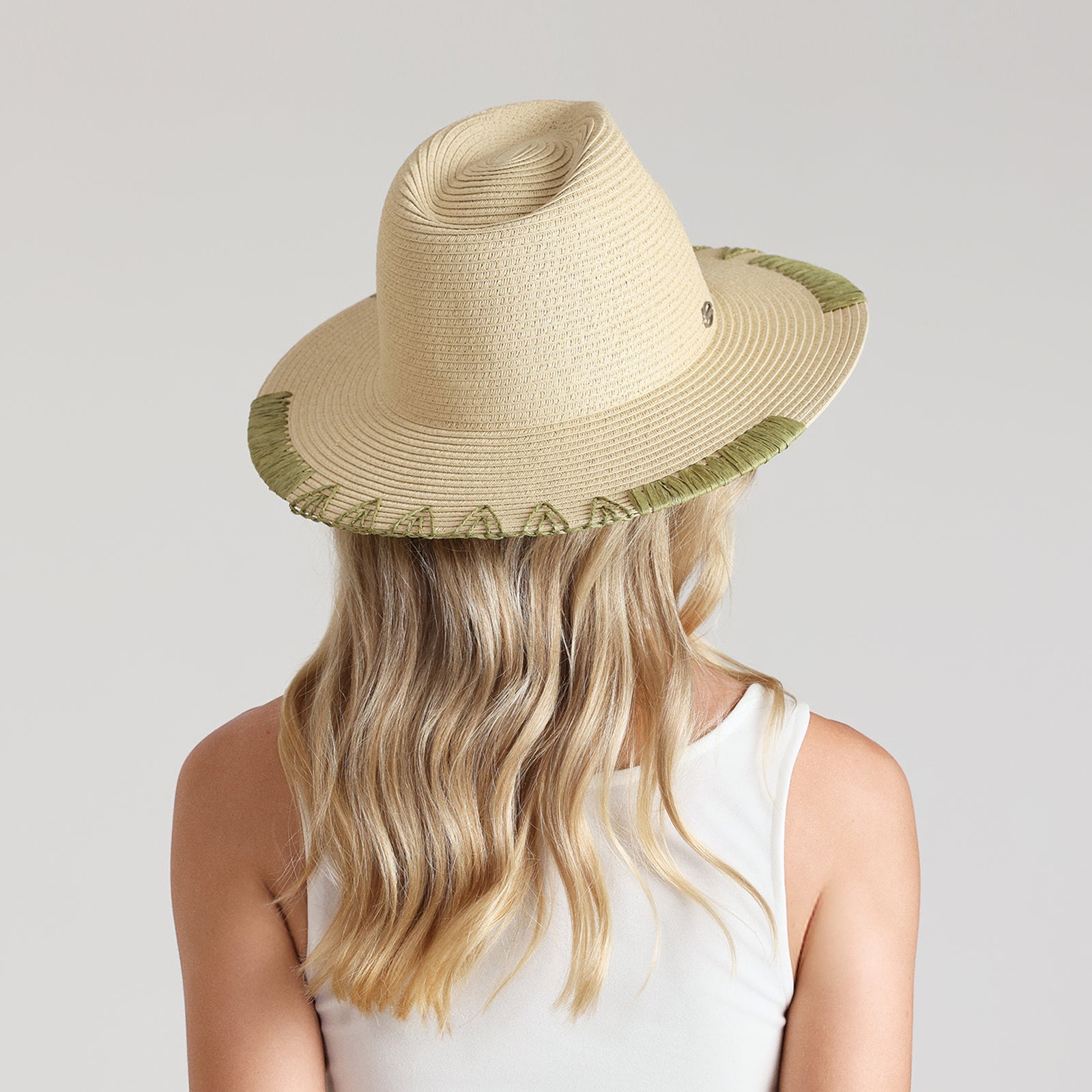 US Stock Wholesale Unisex Paper Straw Fedora Hat with  Flat Brim and UPF 50+ Sun Protection