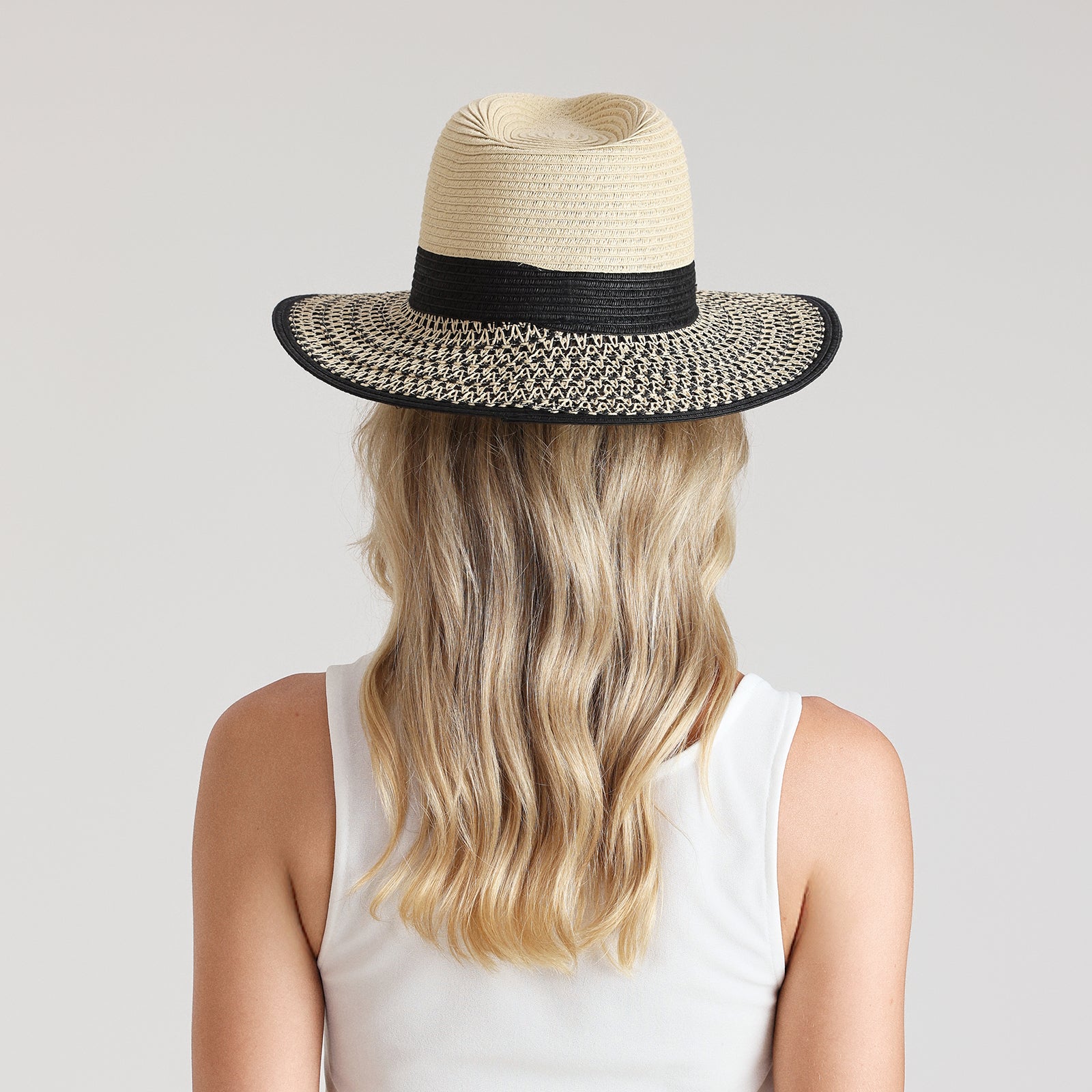 Wholesale Unisex Paper Straw Fedora Hat with  Flat Brim and UPF 50+ Sun Protection