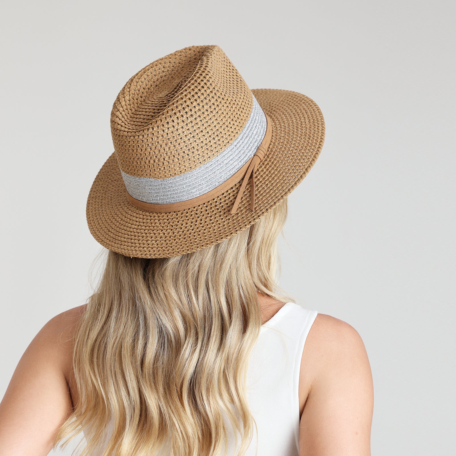 Wholesale Unisex Paper Straw Fedora Hat with Wide Brim and UPF 50+ Sun Protection