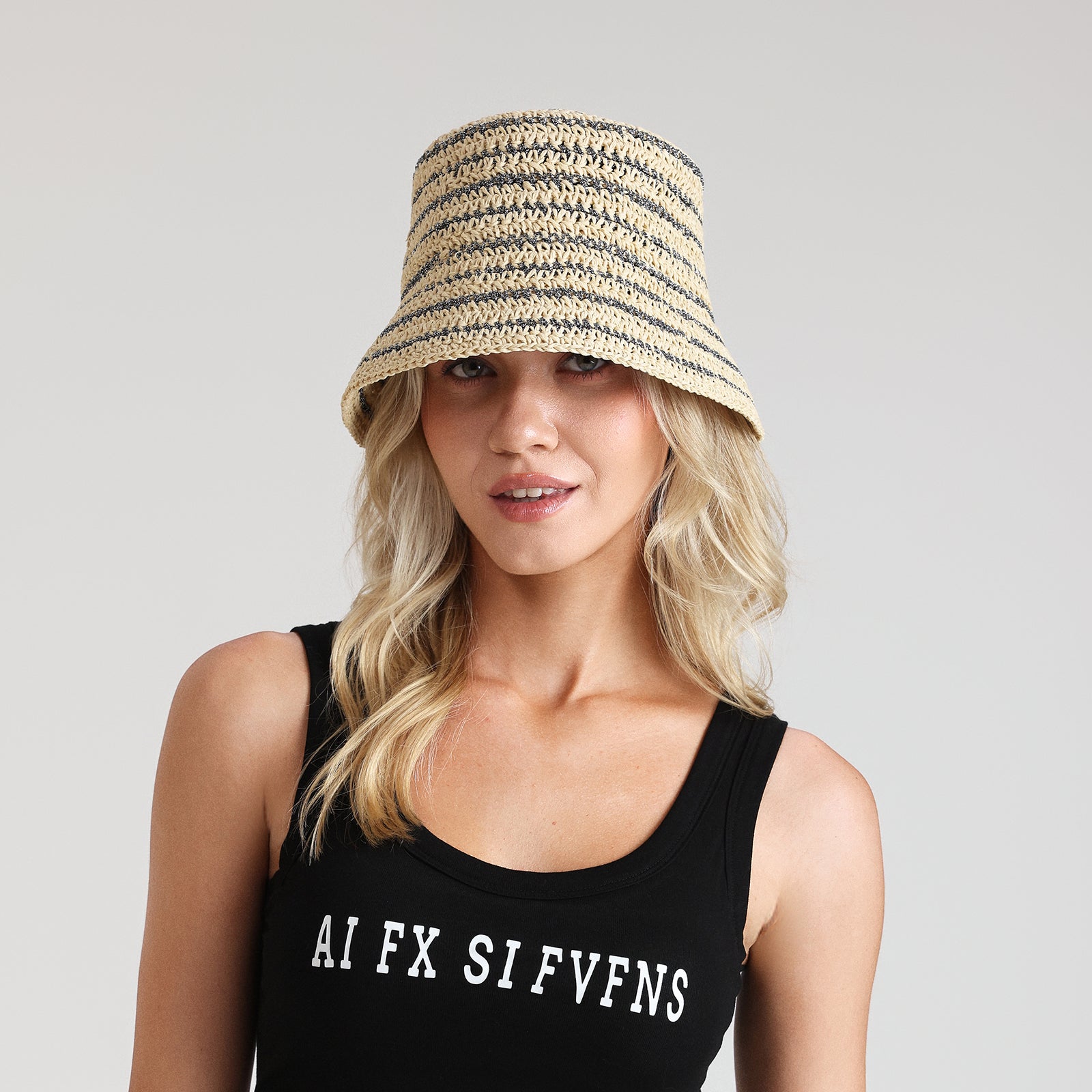 paper straw bucket hat