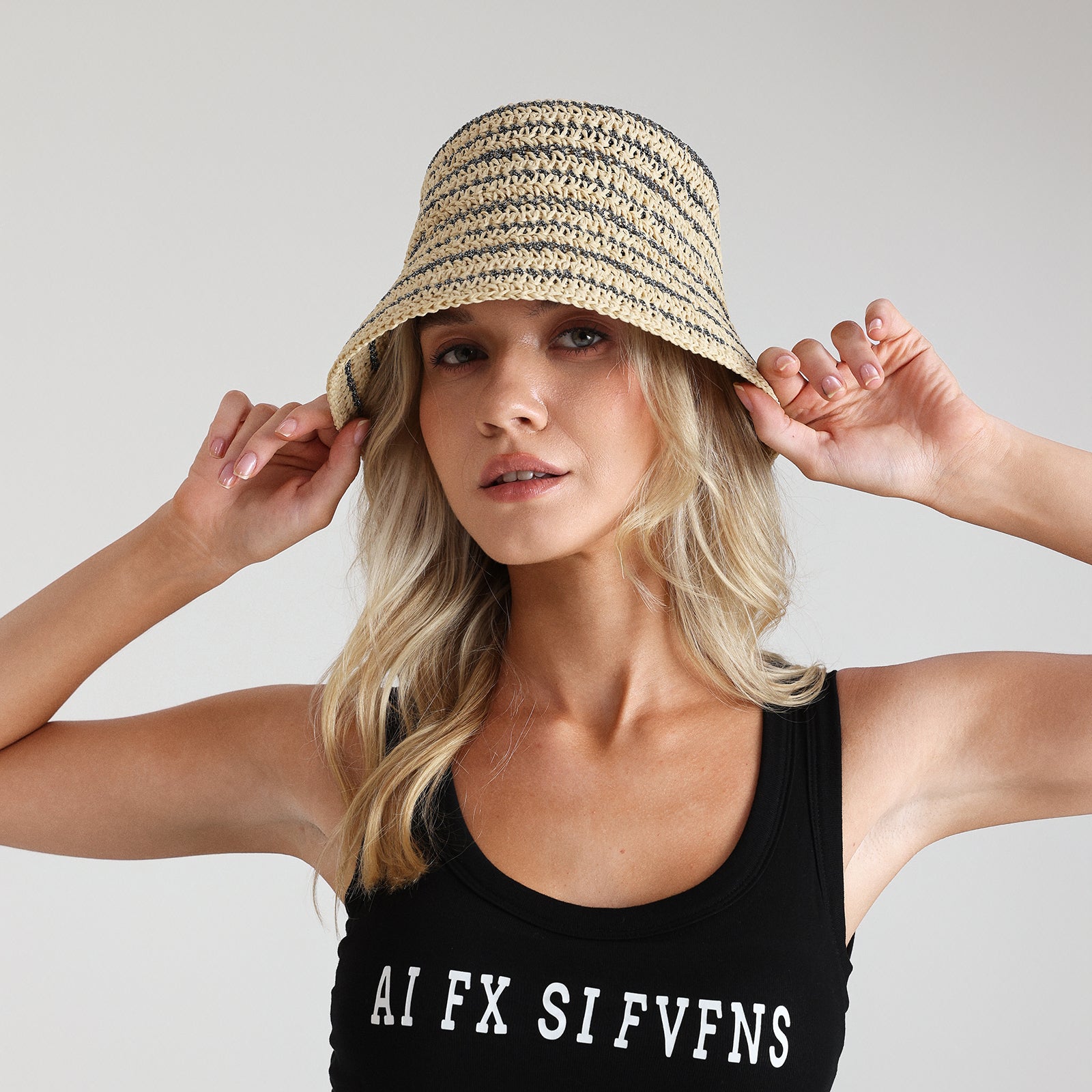 Wholesale Women's Paper Straw Sun Hat with Wide Brim and UPF 50+ Sun Protection