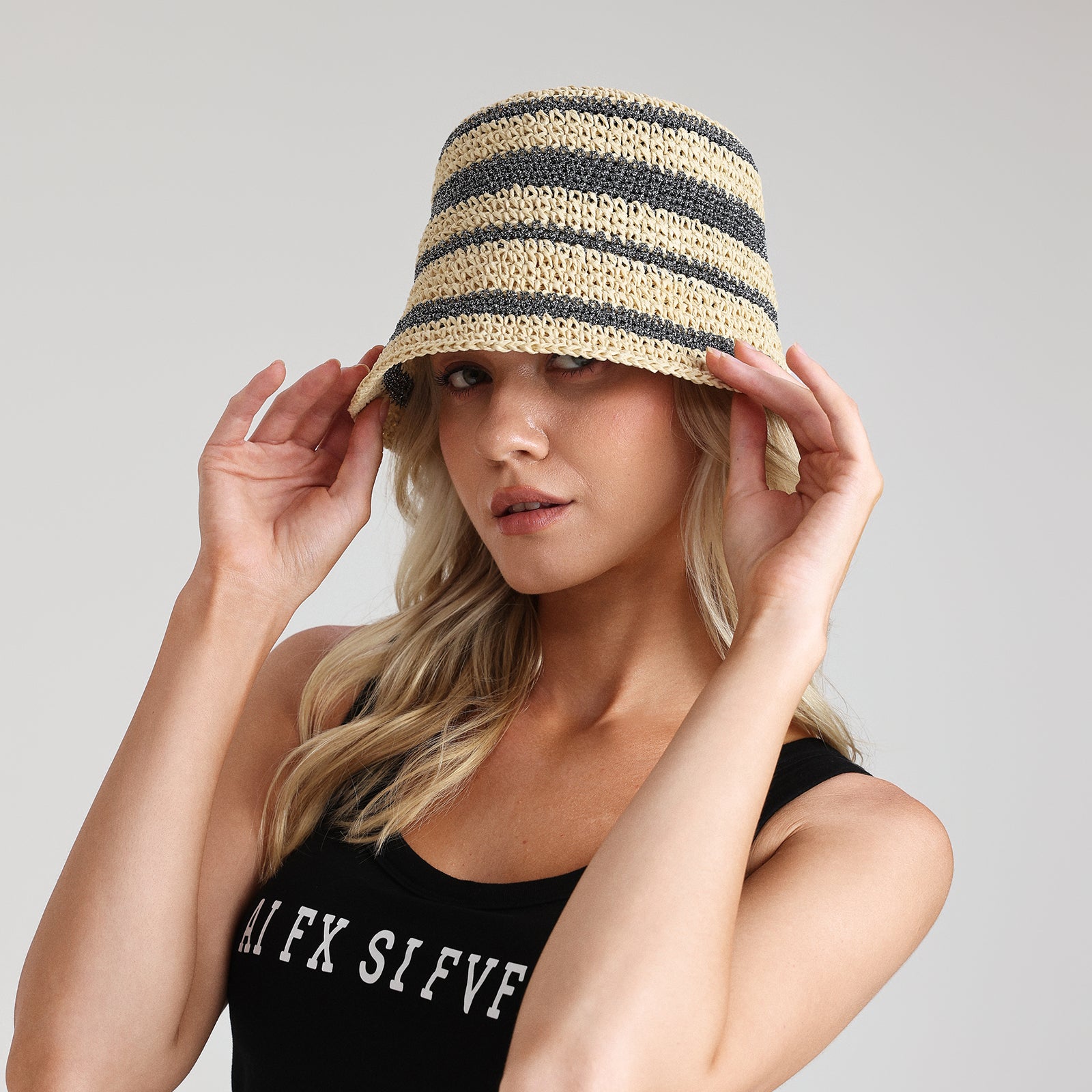 Wholesale Women's Paper Straw Sun Hat with Wide Brim and UPF 50+ Sun Protection