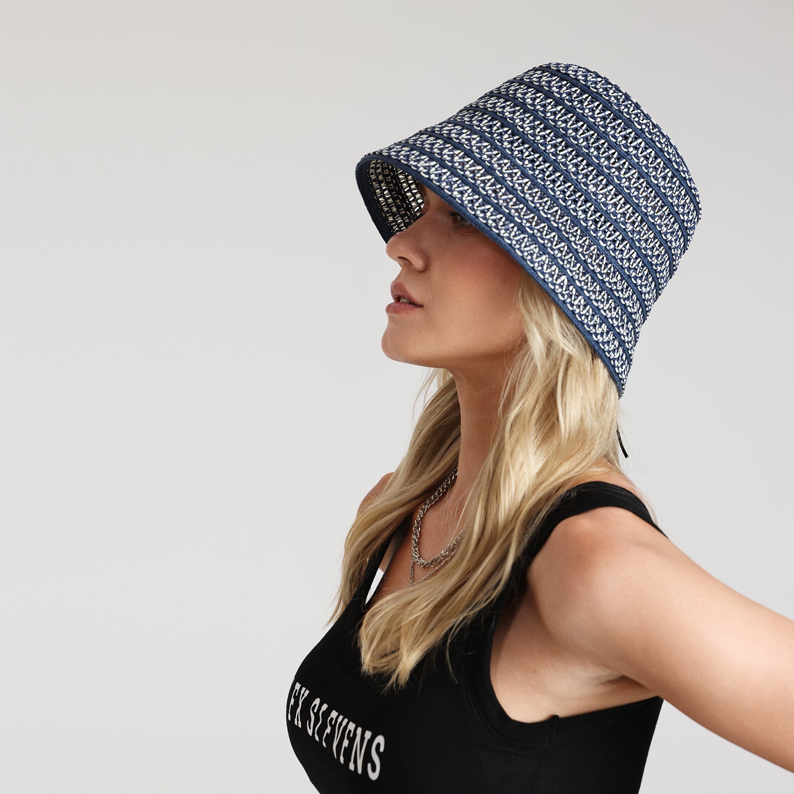 US Stock Wholesale Women's Paper Straw Bucket Hat with Wide Brim and UPF 50+ Sun Protection