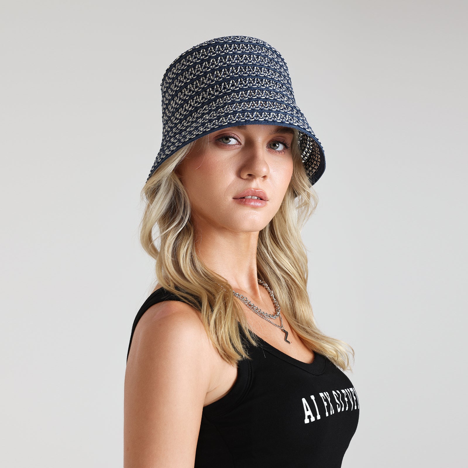 US Stock Wholesale Women's Paper Straw Bucket Hat with Wide Brim and UPF 50+ Sun Protection
