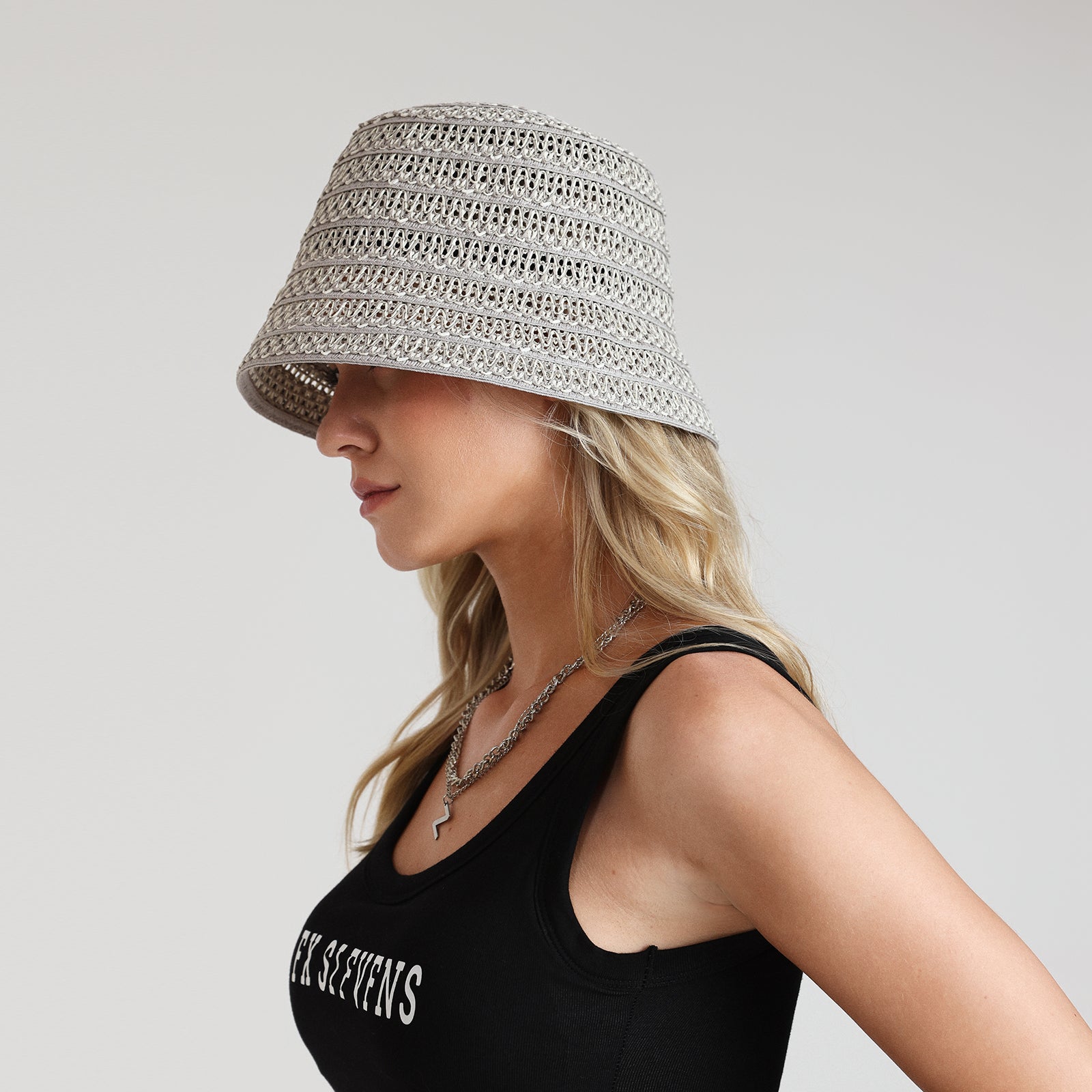 US Stock Wholesale Women's Paper Straw Bucket Hat with Wide Brim and UPF 50+ Sun Protection