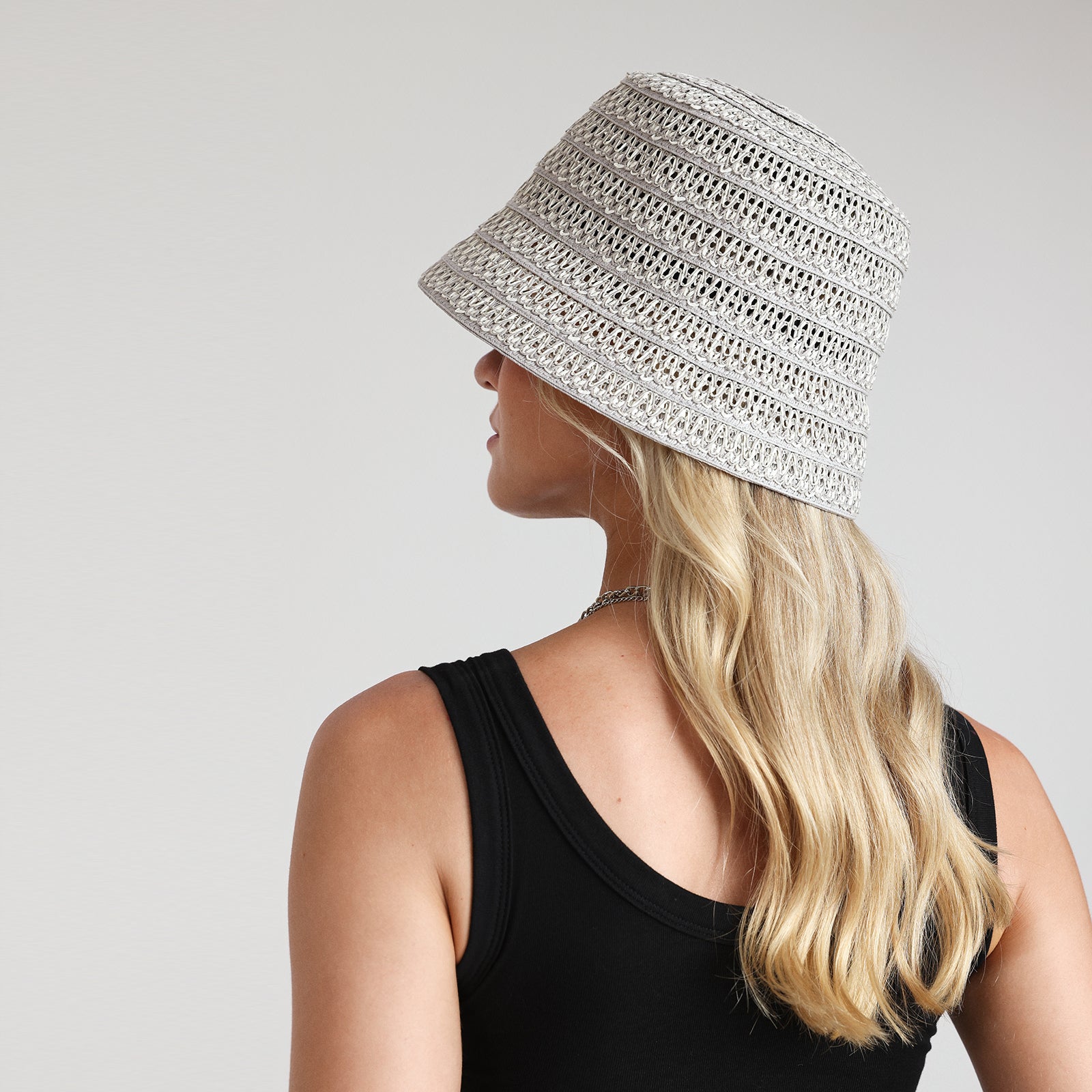 US Stock Wholesale Women's Paper Straw Bucket Hat with Wide Brim and UPF 50+ Sun Protection