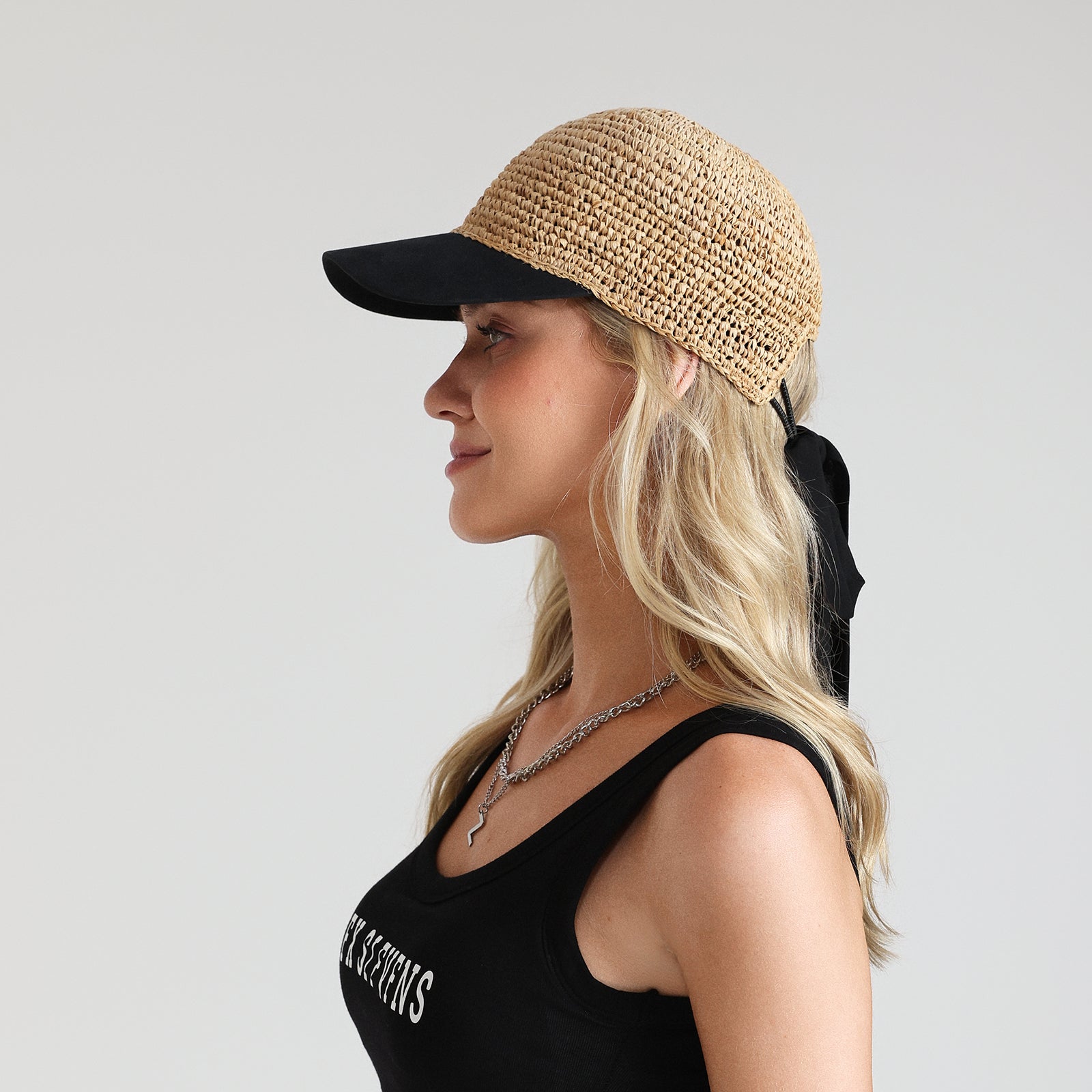 Wholesale Women's Paper Straw Sun Hat with  Curved Brim and UPF 50+ Sun Protection