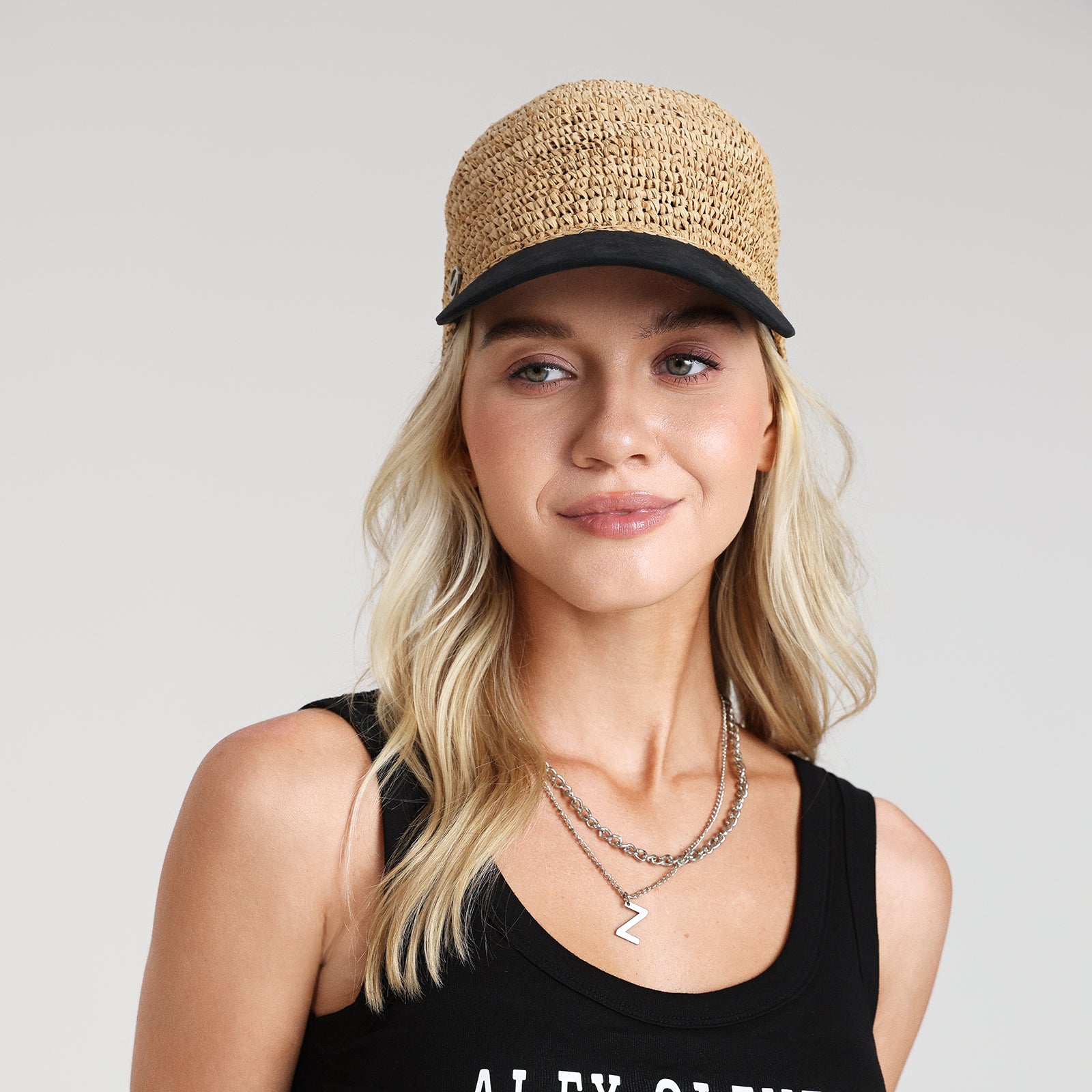 Wholesale Women's Paper Straw Sun Hat with  Curved Brim and UPF 50+ Sun Protection