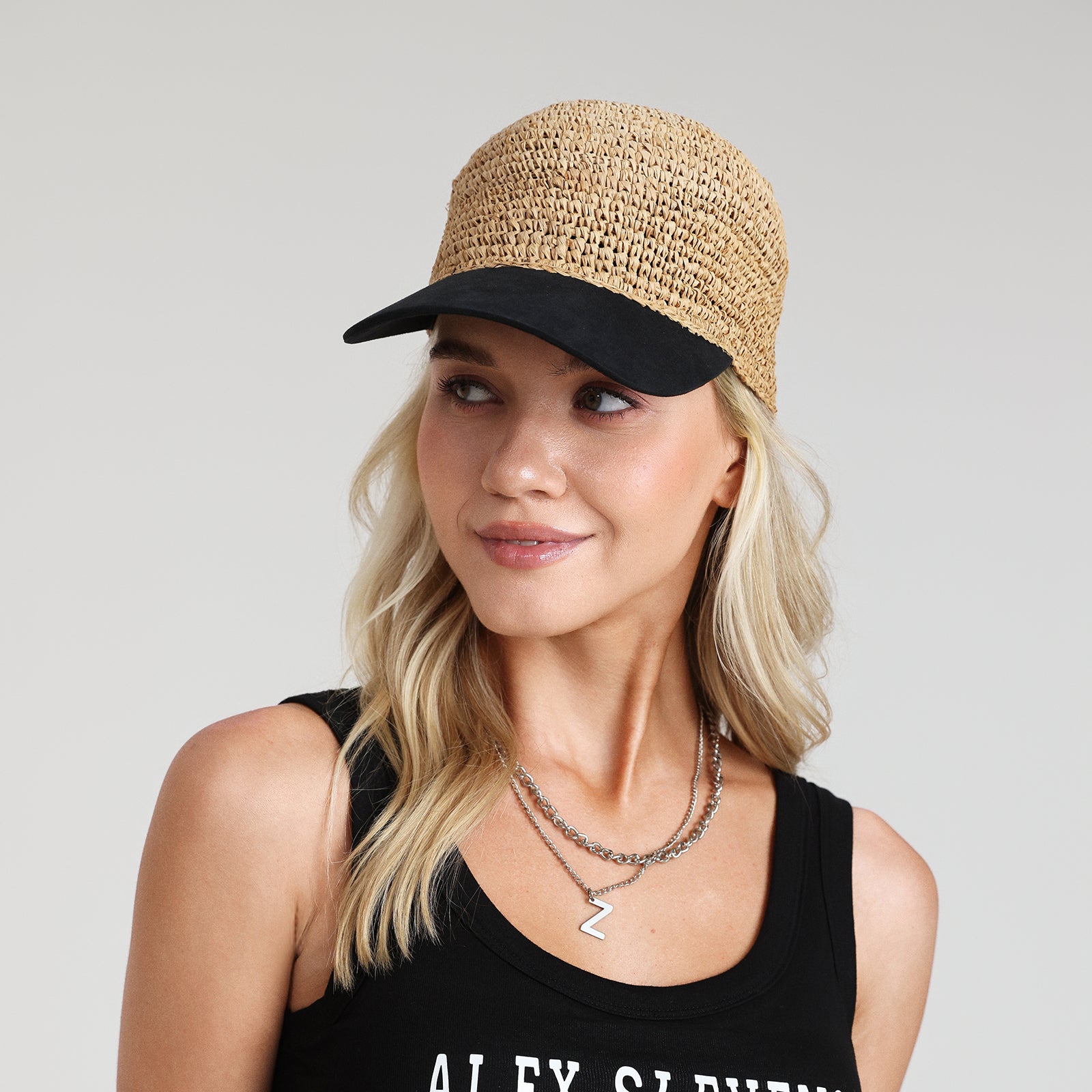 Wholesale Women's Paper Straw Sun Hat with  Curved Brim and UPF 50+ Sun Protection