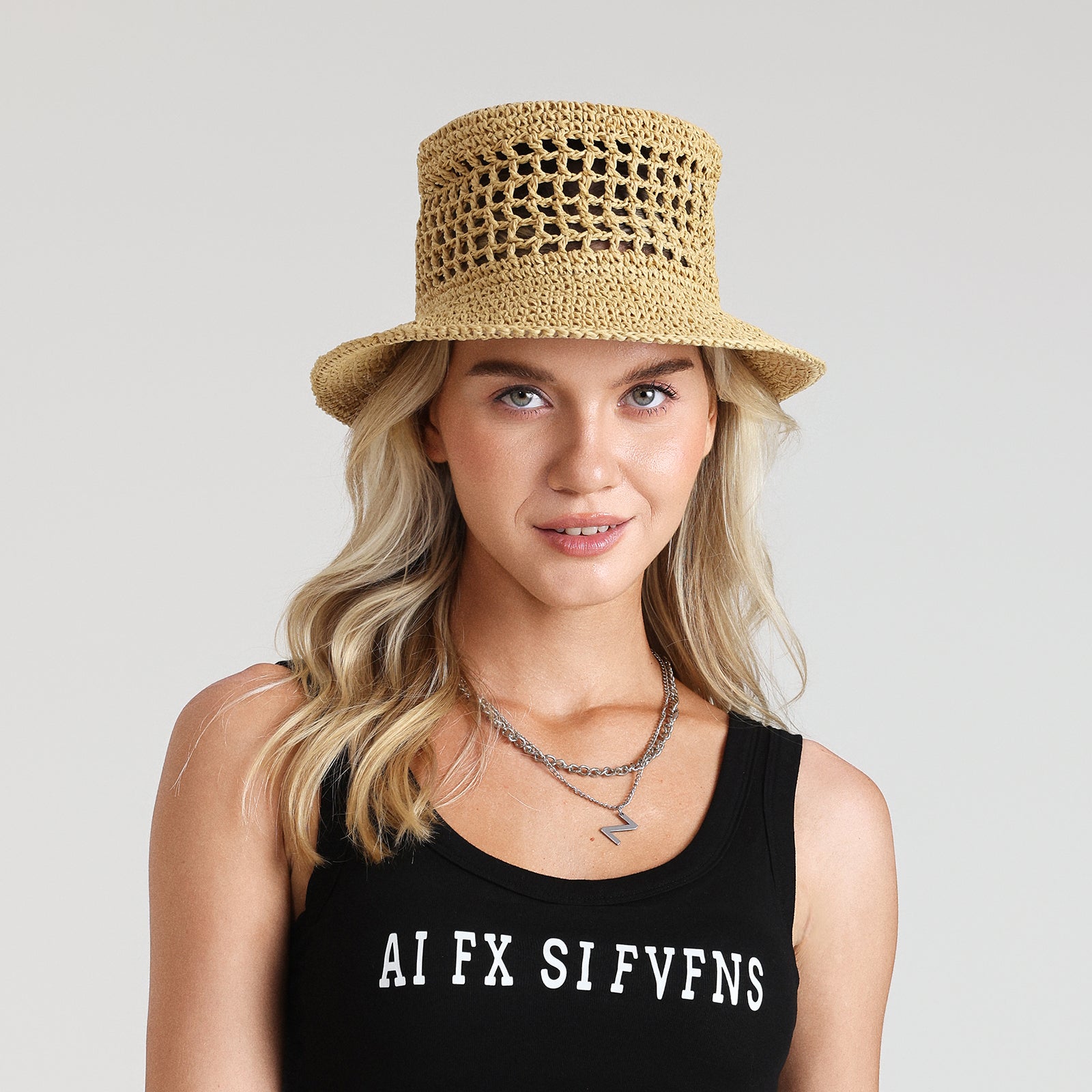 paper straw bucket hat