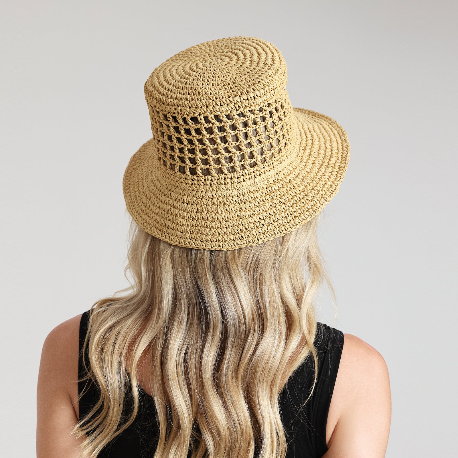 US Stock Wholesale Women's Paper Straw Bucket Hat with  Narrow Brim and UPF 50+ Sun Protection