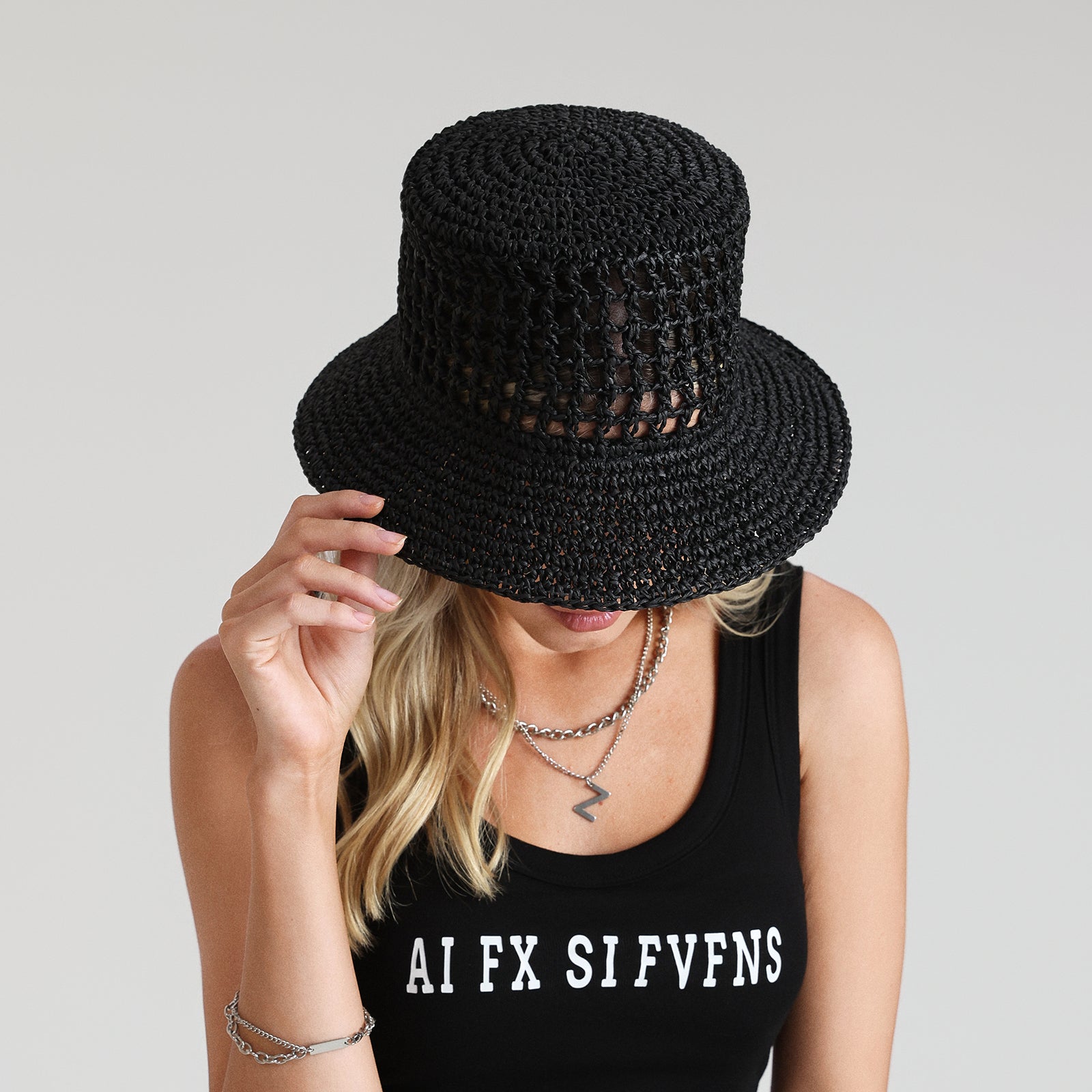 US Stock Wholesale Women's Paper Straw Bucket Hat with  Narrow Brim and UPF 50+ Sun Protection
