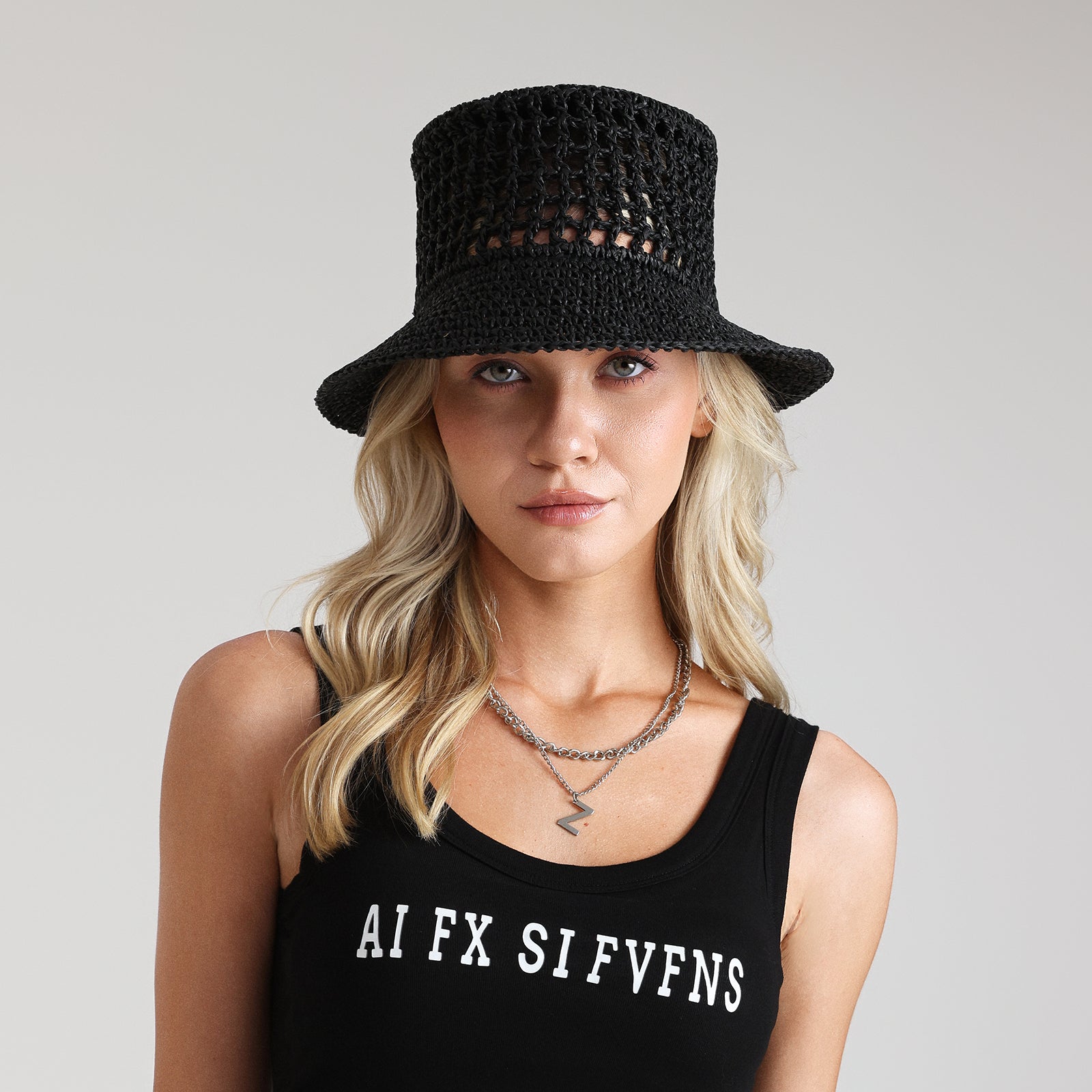 US Stock Wholesale Women's Paper Straw Bucket Hat with  Narrow Brim and UPF 50+ Sun Protection