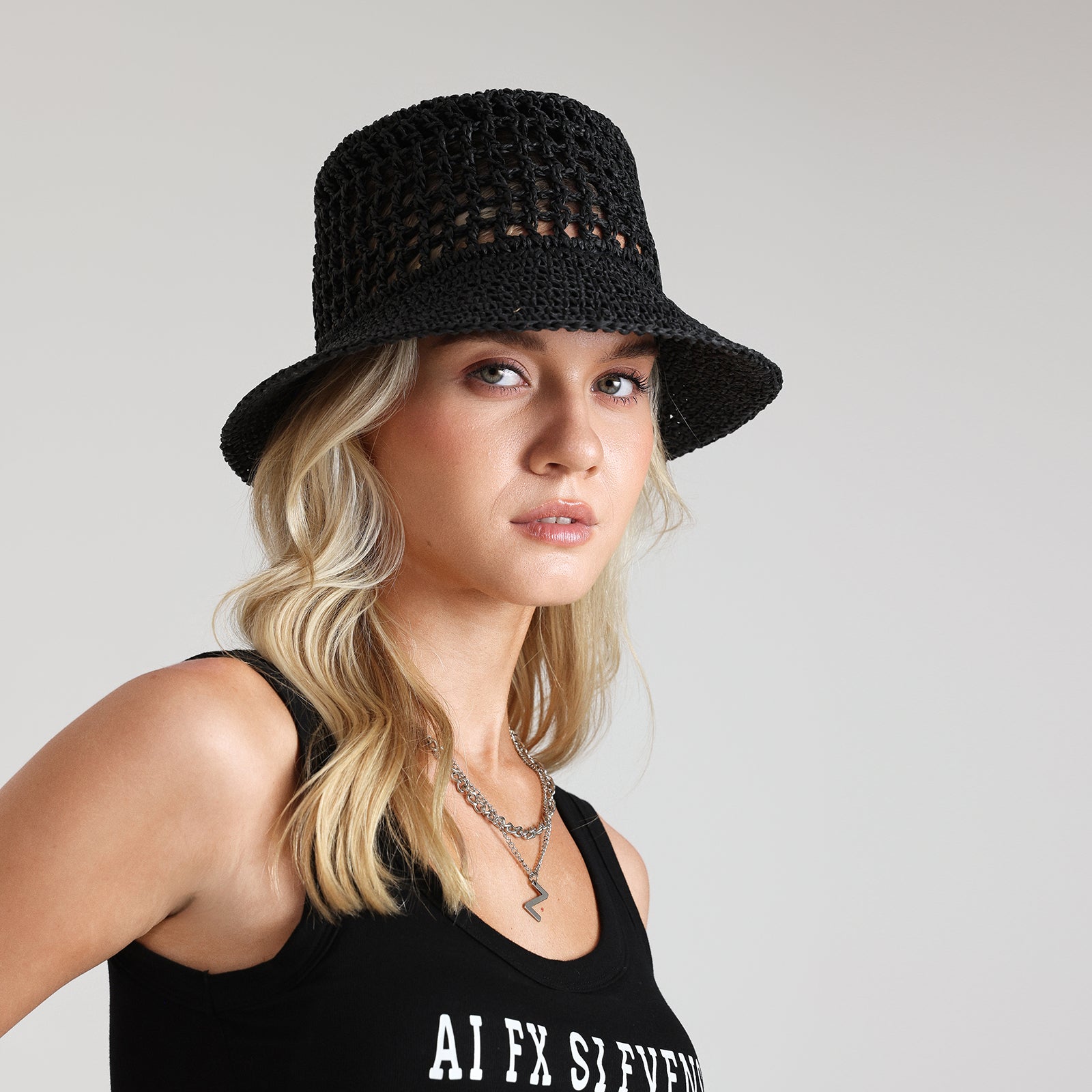 US Stock Wholesale Women's Paper Straw Bucket Hat with  Narrow Brim and UPF 50+ Sun Protection