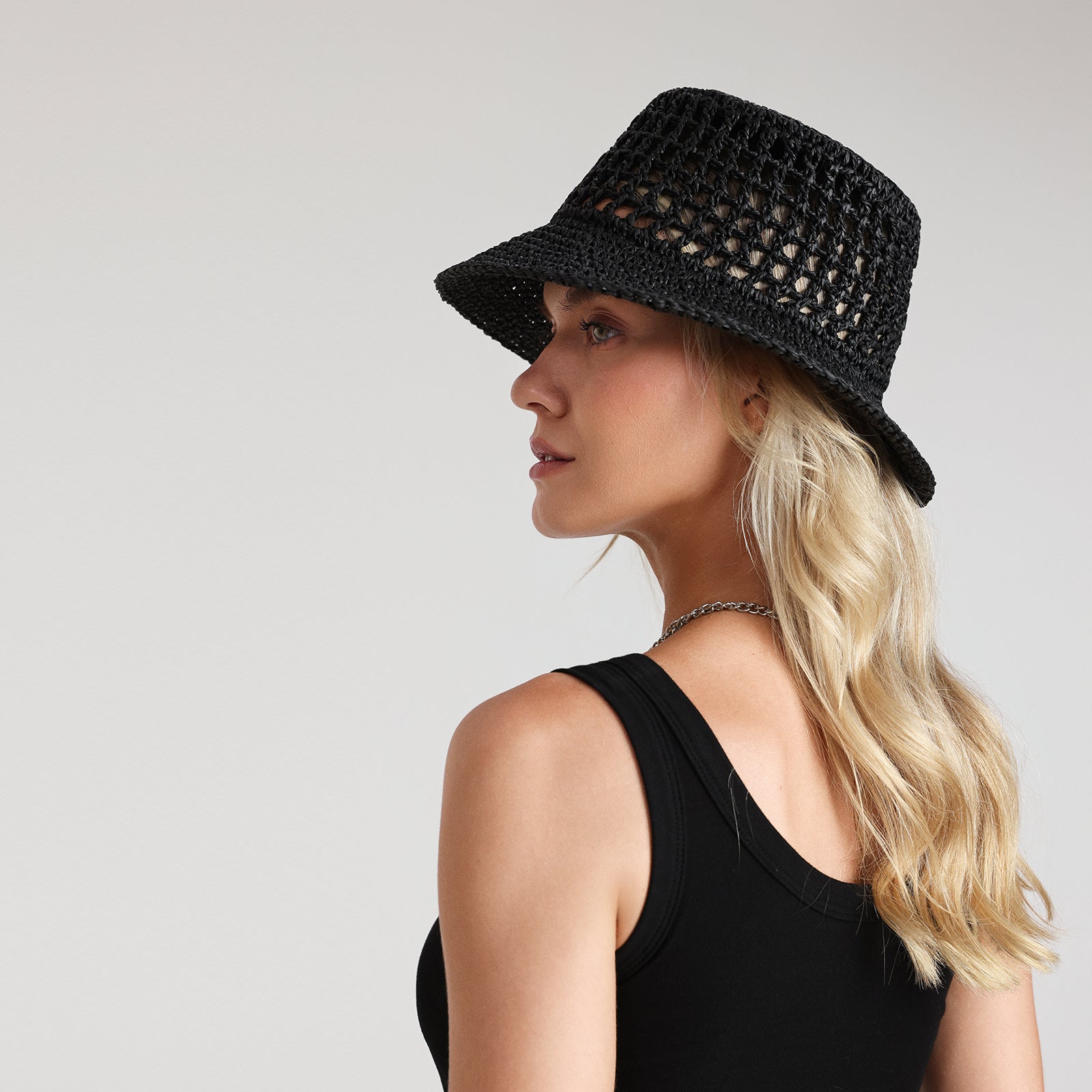 US Stock Wholesale Women's Paper Straw Bucket Hat with  Narrow Brim and UPF 50+ Sun Protection