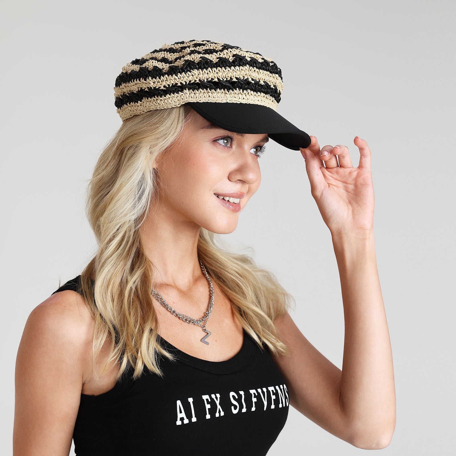 Wholesale Women's Paper Straw Sun Hat with  Narrow Brim and UPF 50+ Sun Protection