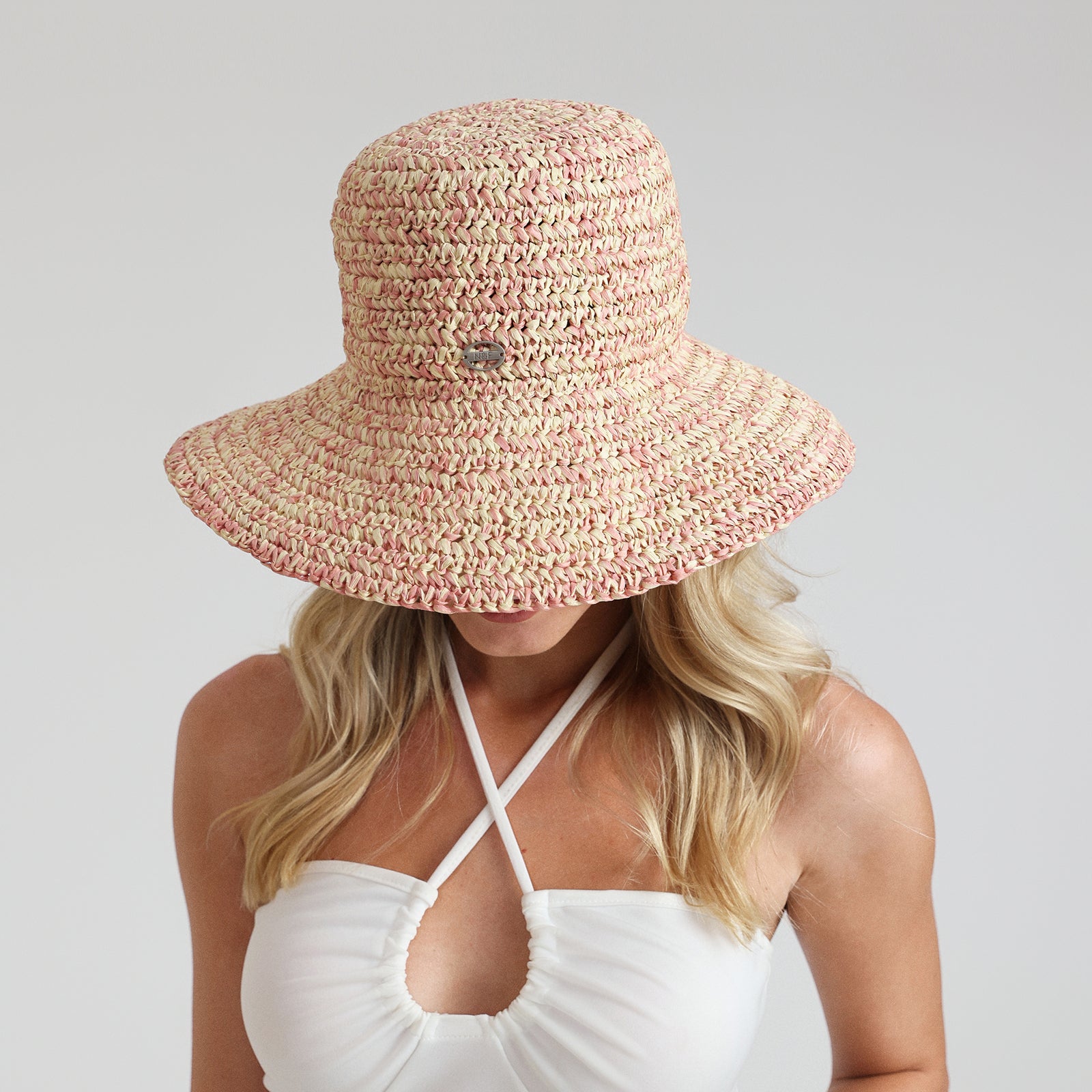 US Stock Wholesale Women's Paper Straw Bucket Hat with Wide Brim and UPF 50+ Sun Protection