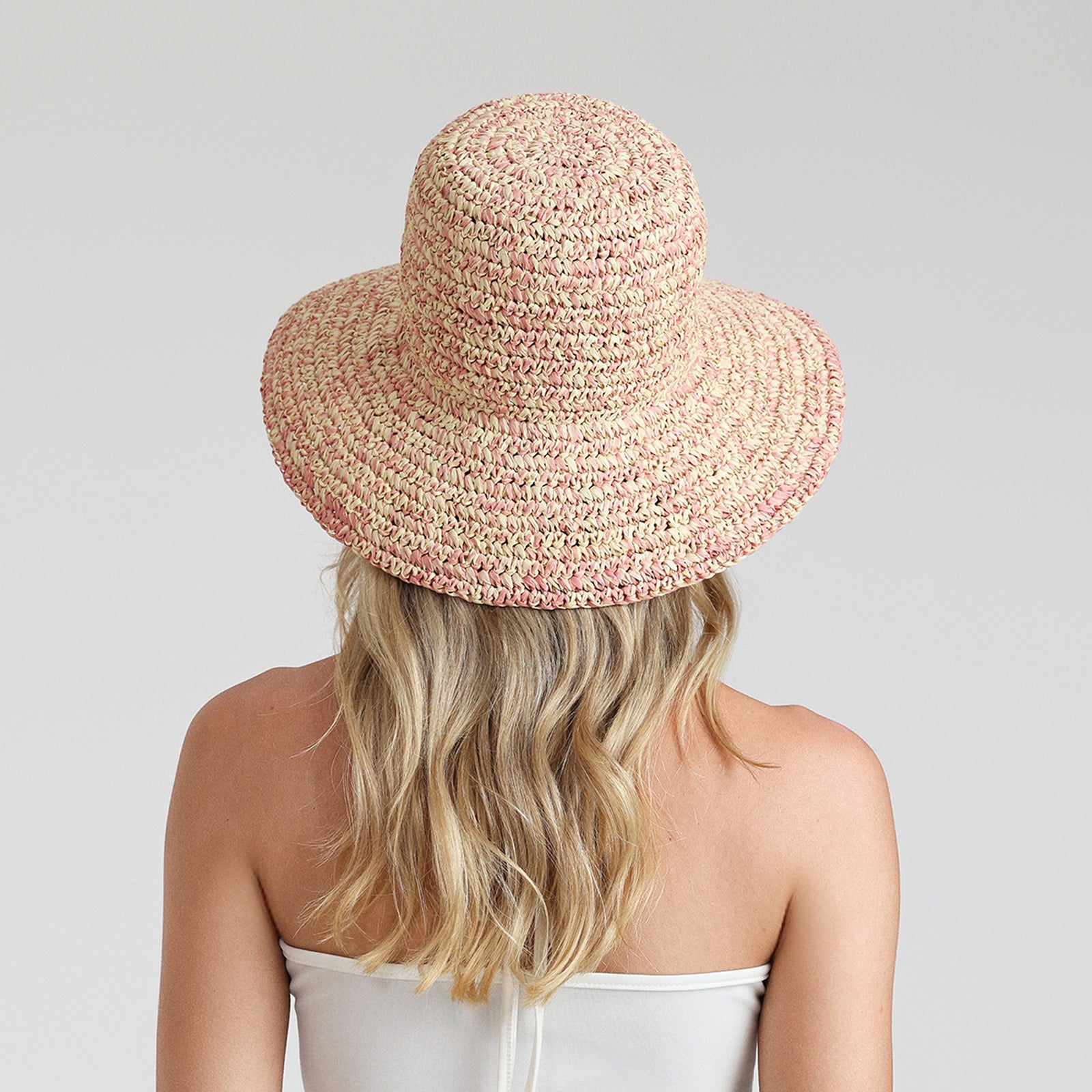 US Stock Wholesale Women's Paper Straw Bucket Hat with Wide Brim and UPF 50+ Sun Protection
