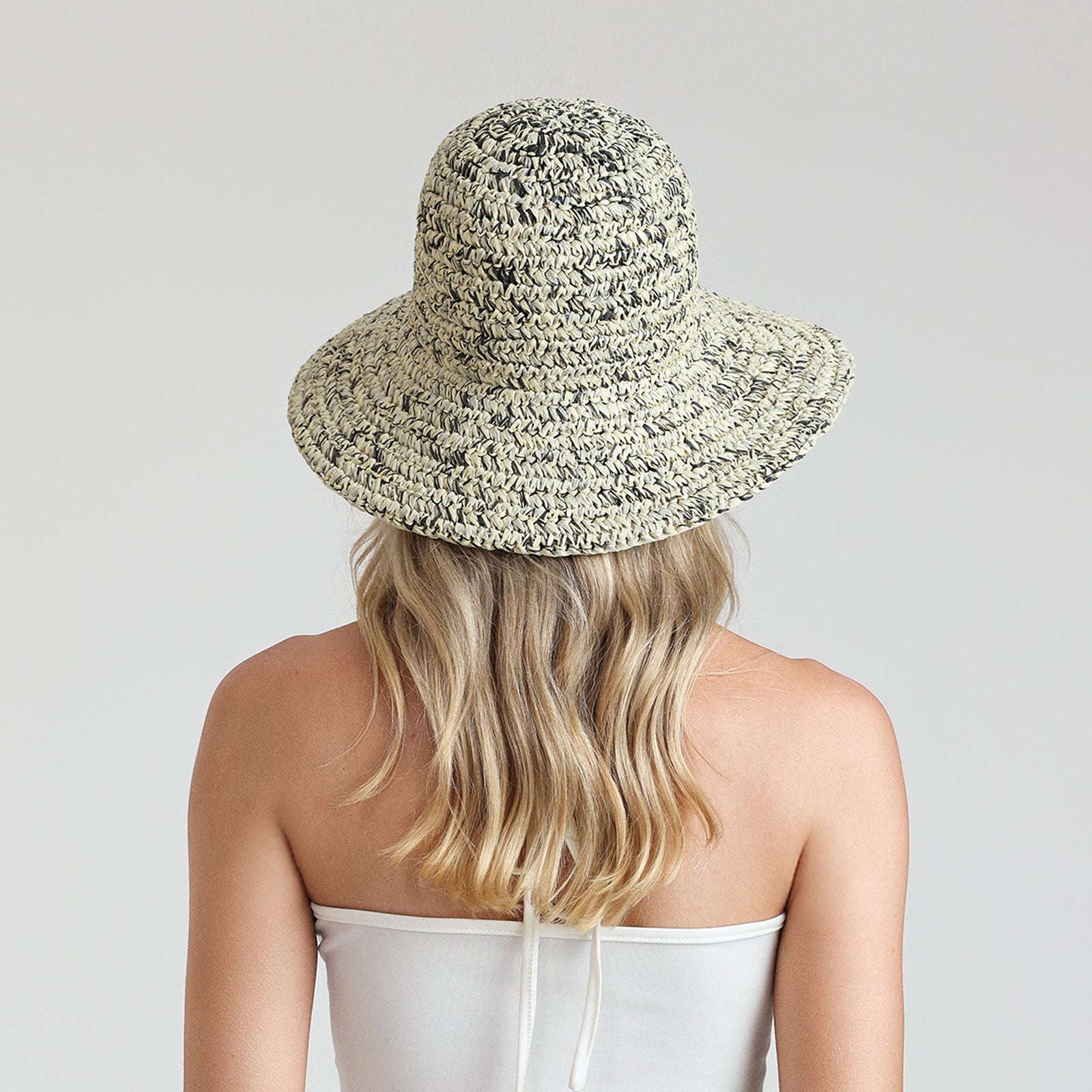 US Stock Wholesale Women's Paper Straw Bucket Hat with Wide Brim and UPF 50+ Sun Protection