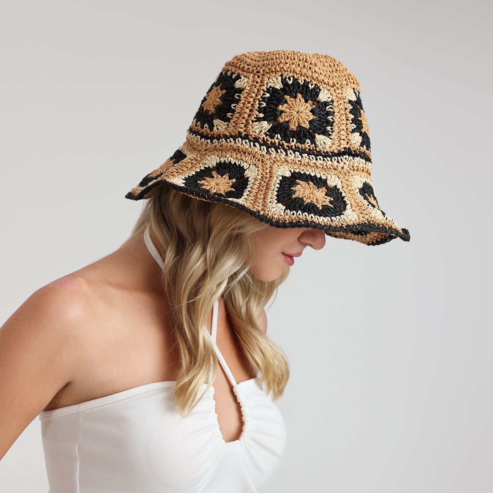 Wholesale Women's Paper Straw Bucket Hat with  Floppy Brim and UPF 50+ Sun Protection