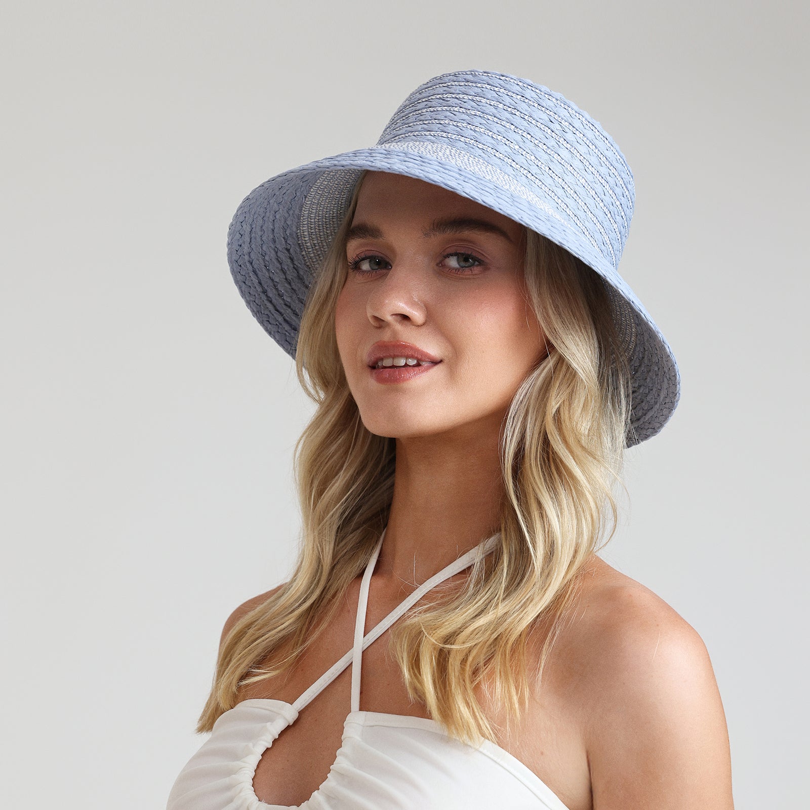 Wholesale Women's Paper Straw Bucket Hat with Wide Brim and UPF 50+ Sun Protection
