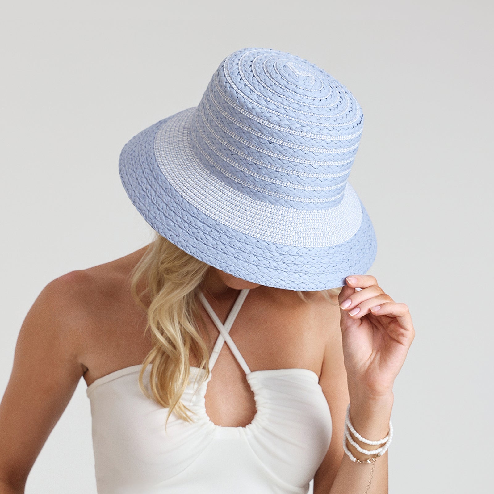 Wholesale Women's Paper Straw Bucket Hat with Wide Brim and UPF 50+ Sun Protection