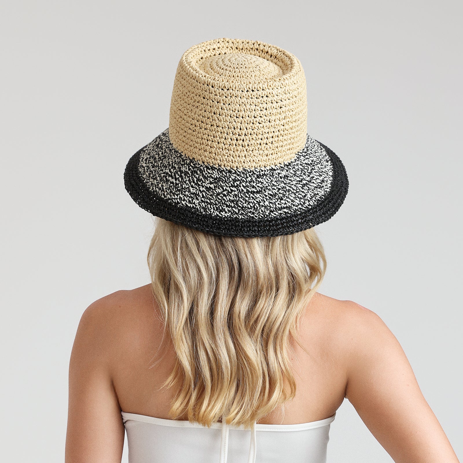 US Stock Wholesale Women's Paper Straw Bucket Hat with Wide Brim and UPF 50+ Sun Protection