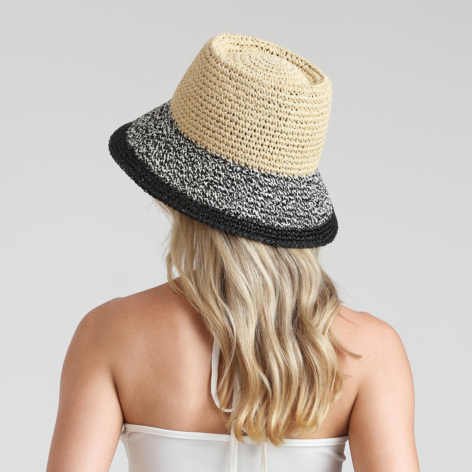 US Stock Wholesale Women's Paper Straw Bucket Hat with Wide Brim and UPF 50+ Sun Protection