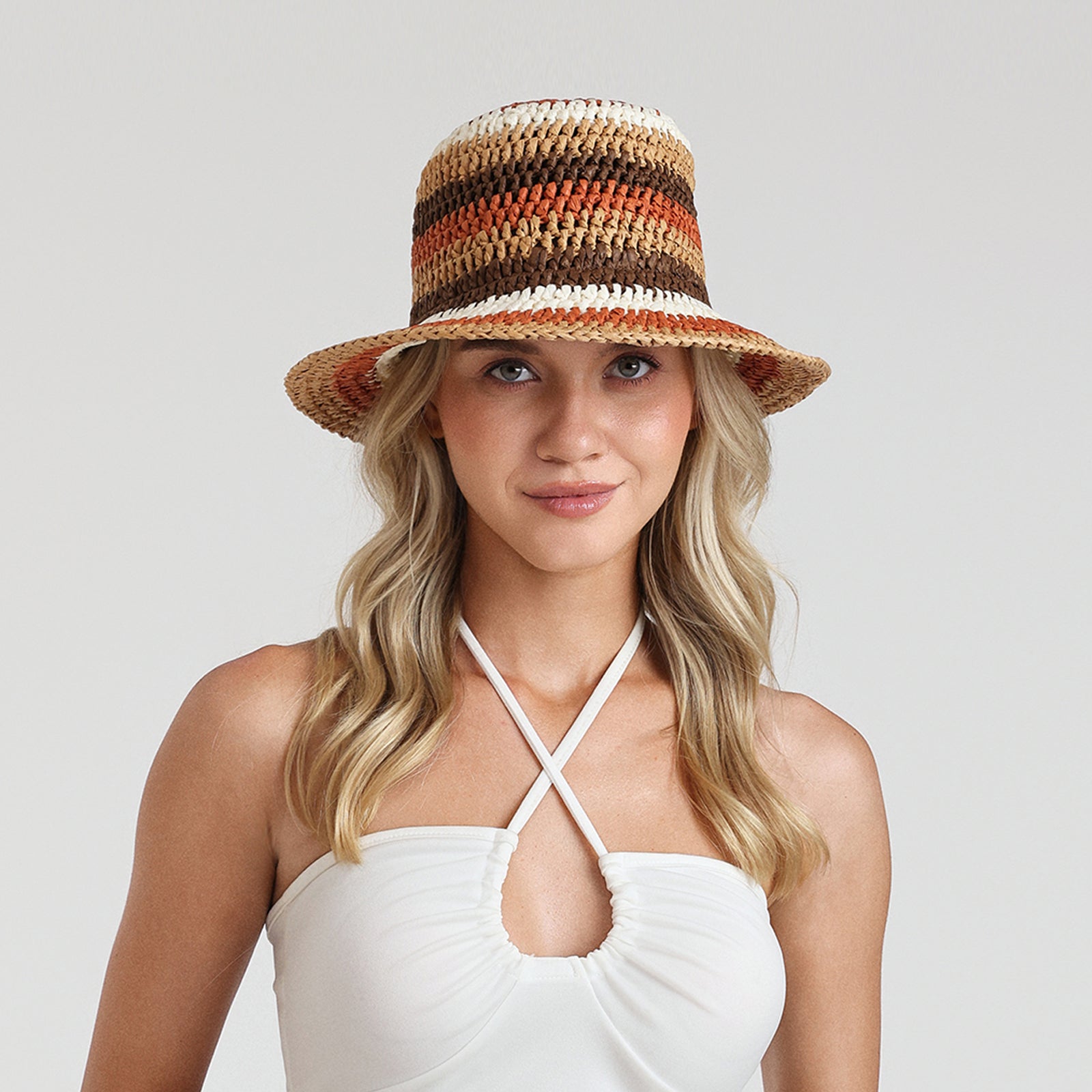 paper straw bucket hat